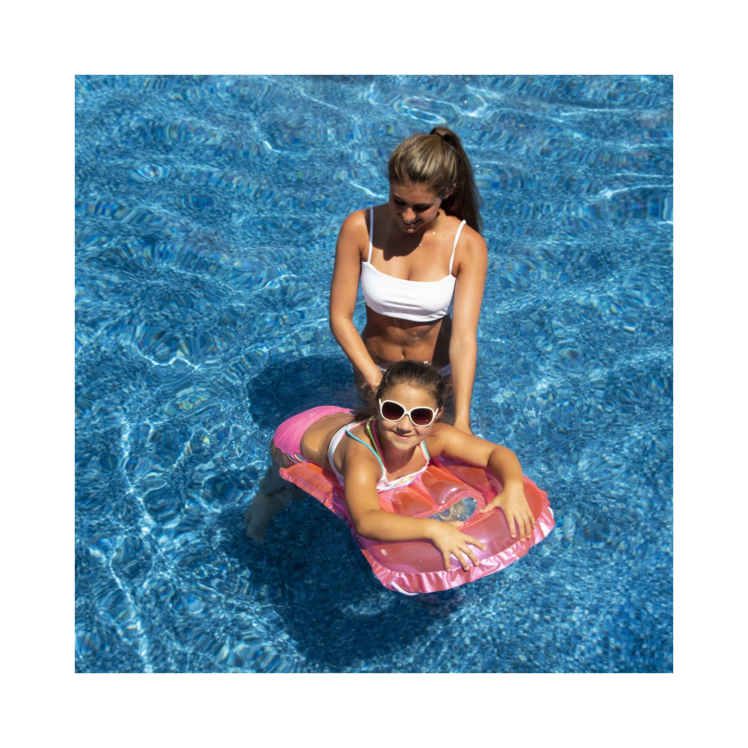 30-Inch Inflatable Transparent Pink With Metallic Silver Surf Rider Pool Float