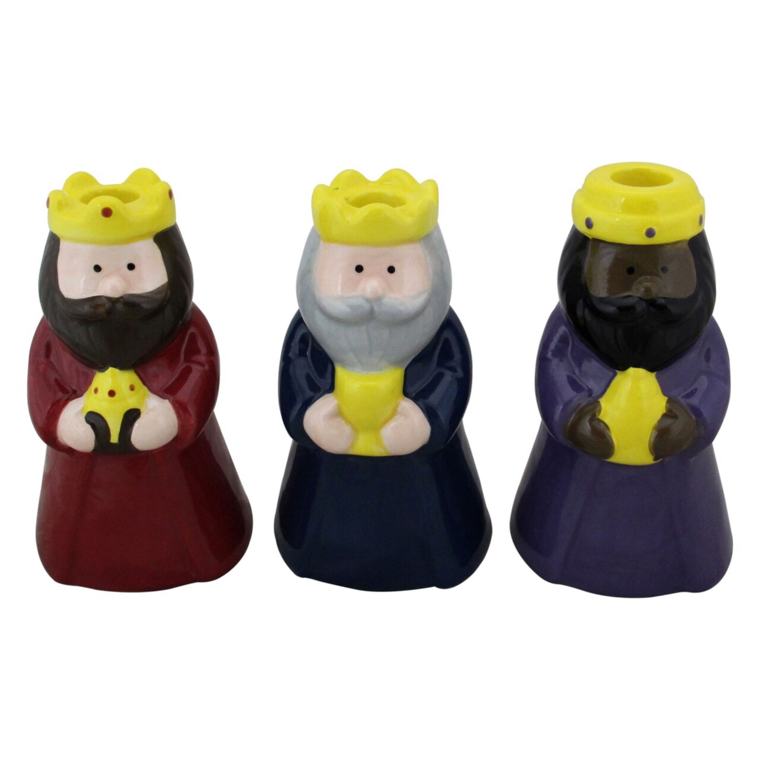 Set of 3 Wise Men Christmas Nativity Taper Candle Holders 6.5"