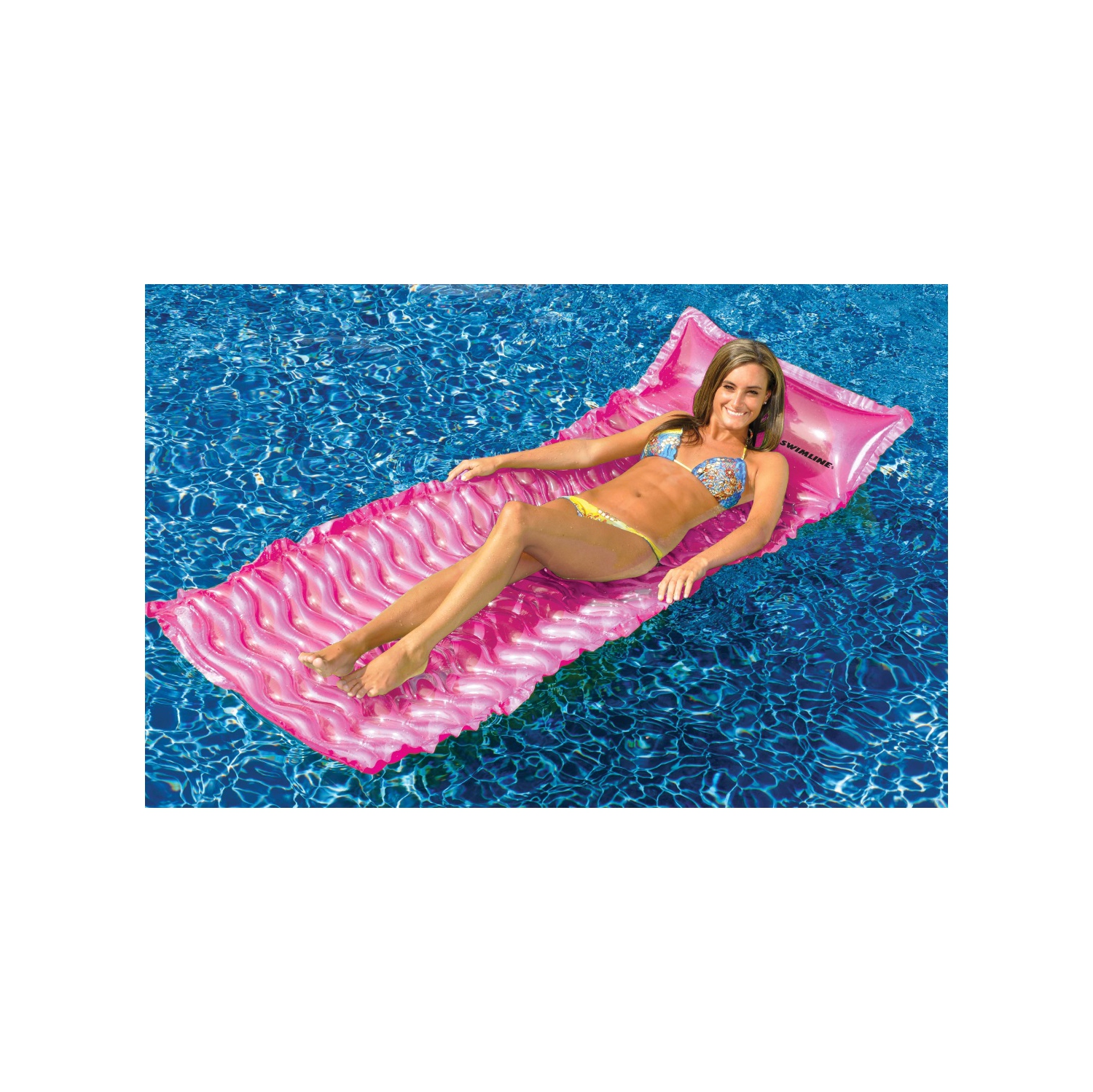 70" Inflatable Pink Bubble Swirled Swimming Pool Air Mattress Float