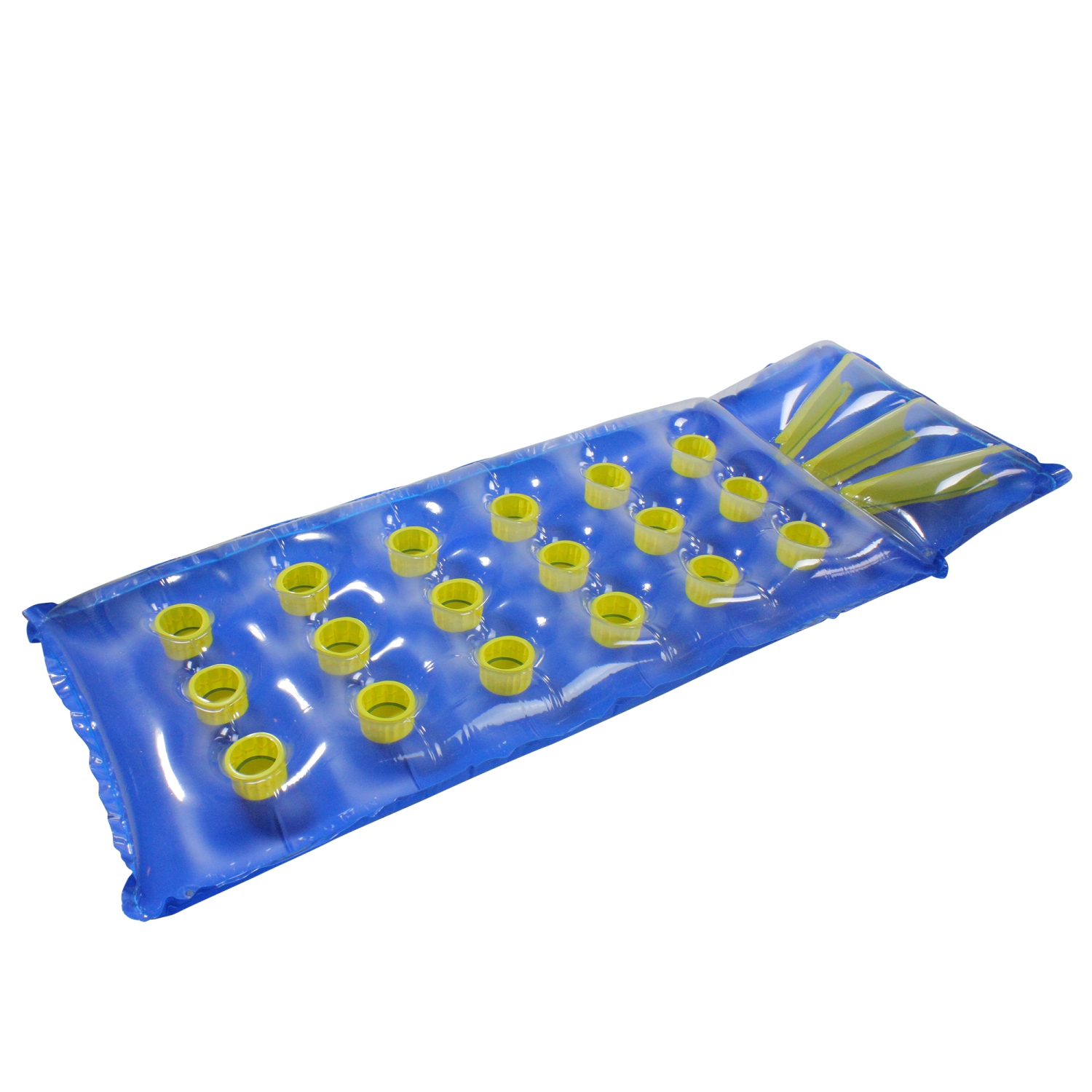 Matelas gonflable de 76 po pour piscine à 18 poches de style français, bleu et vert