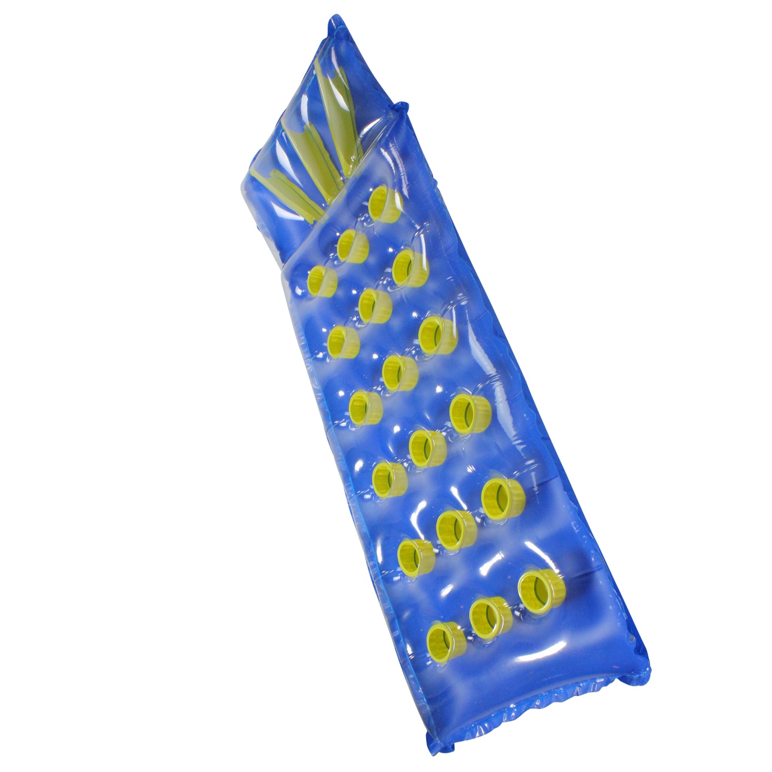 Matelas gonflable de 76 po pour piscine à 18 poches de style français, bleu et vert