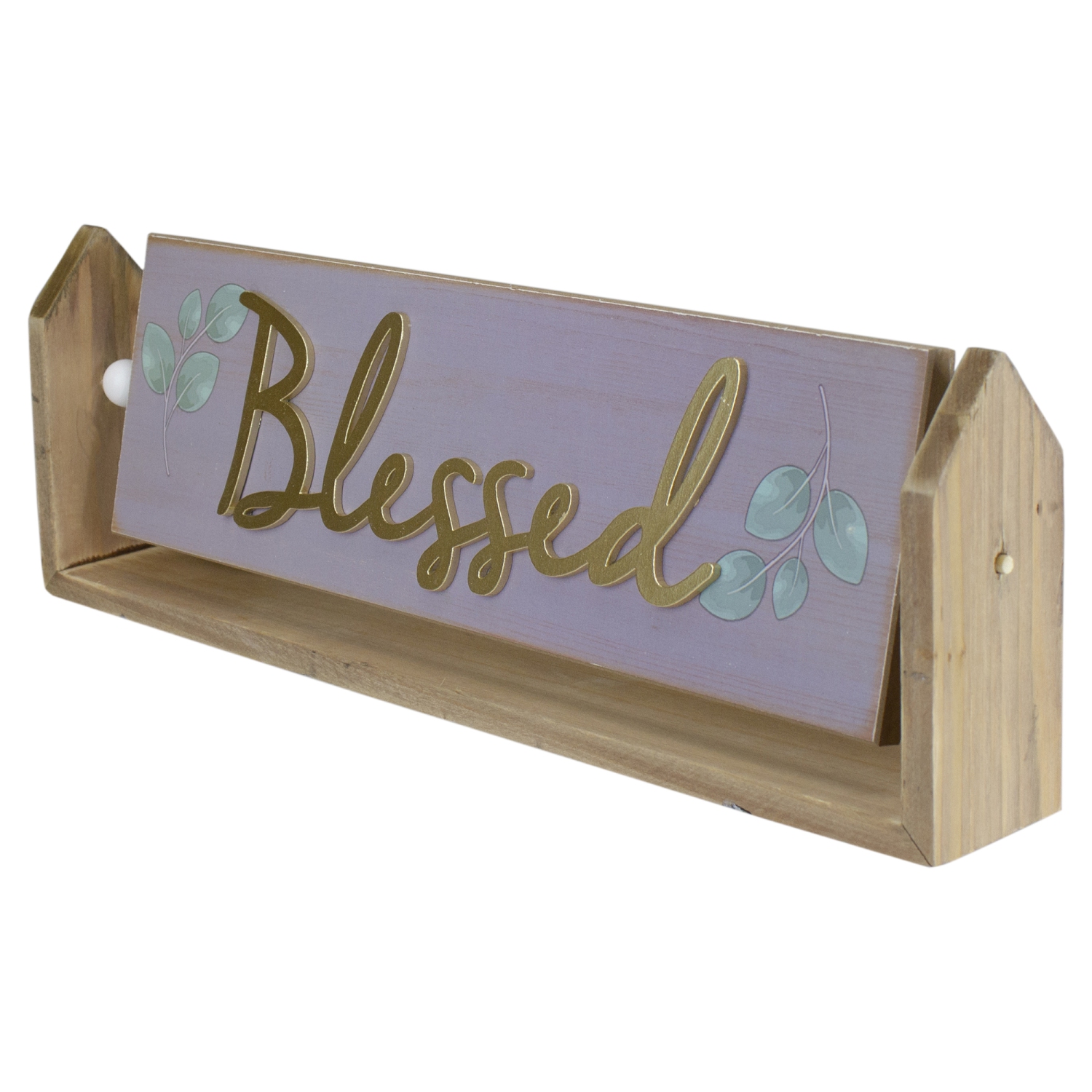 13.25" Hinged Plaque with "Blessed" Embossed Lettering Table Top Decor