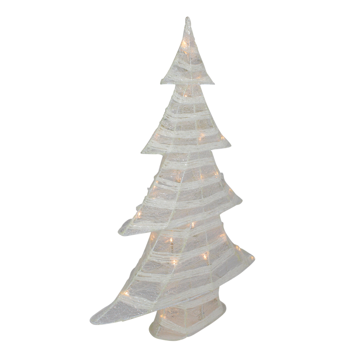 24.5" White and Silver Battery Operated Glittered LED Christmas Tree Tabletop Decor