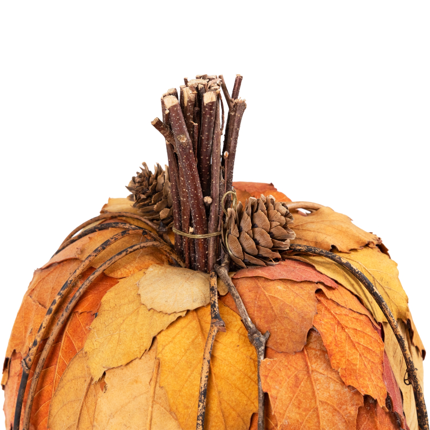 9.75" Orange and Brown Fall Harvest Tabletop Pumpkin