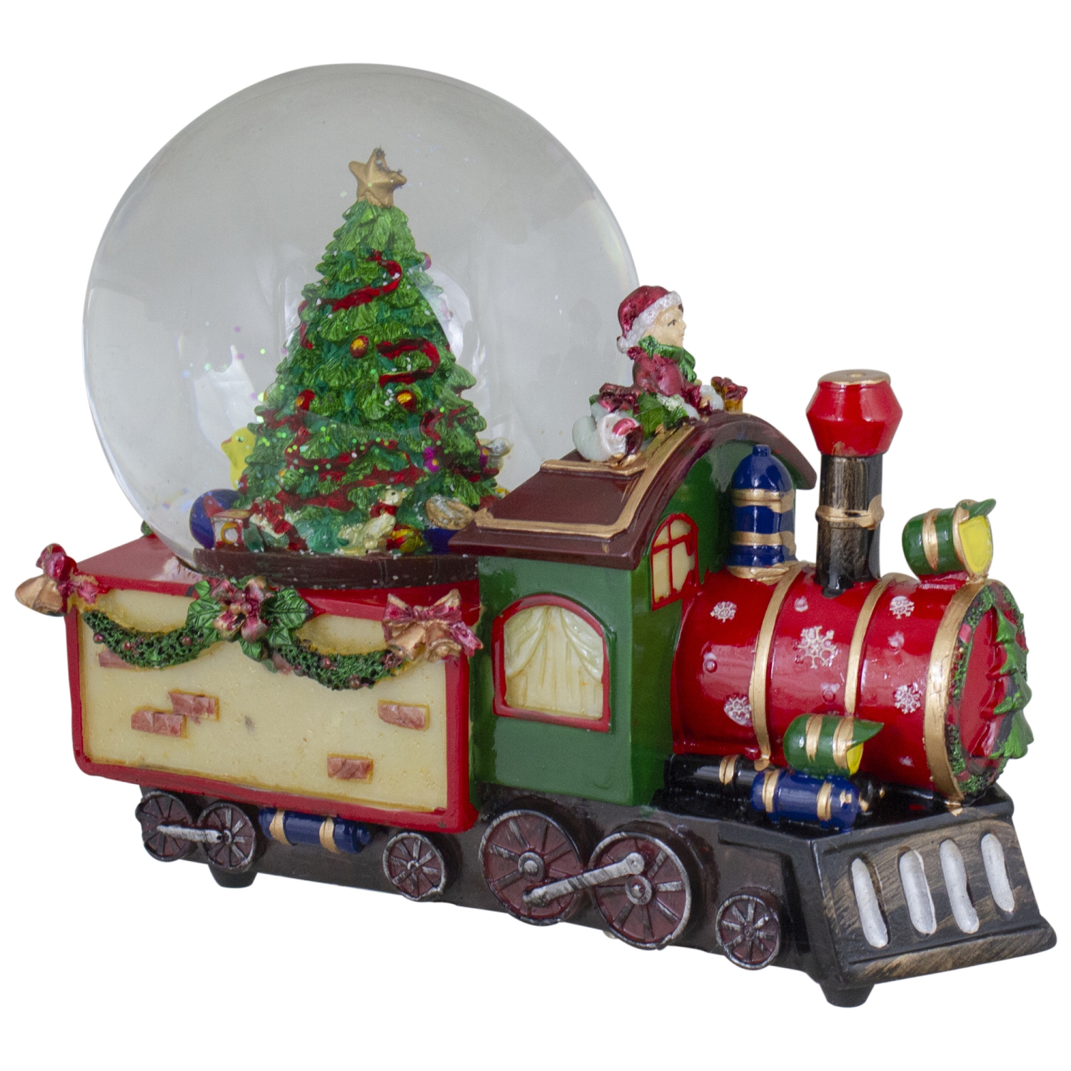 8 Christmas Train with Tree Musical Snow Globe Tabletop Decoration