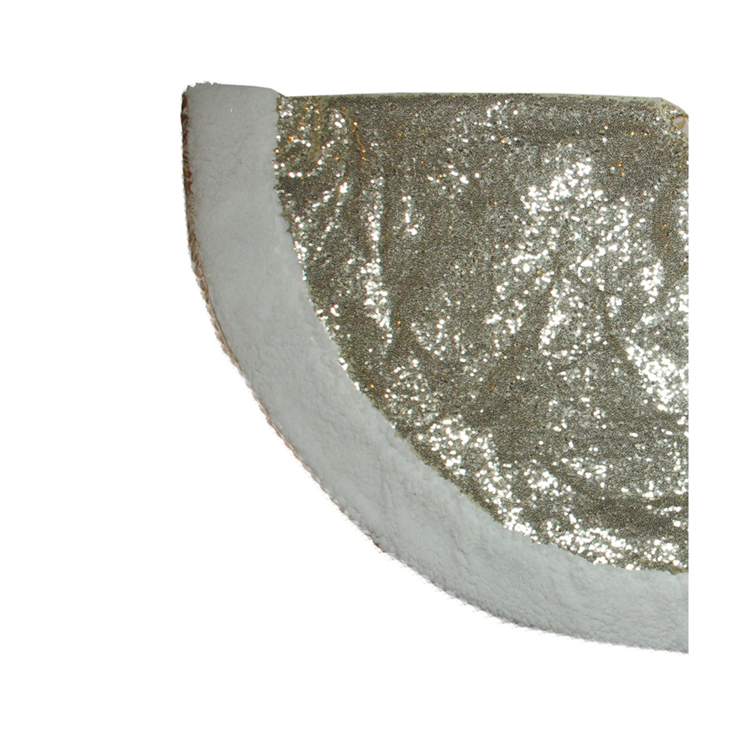 47" Gold and White Round Sherpa Border Christmas Tree Skirt