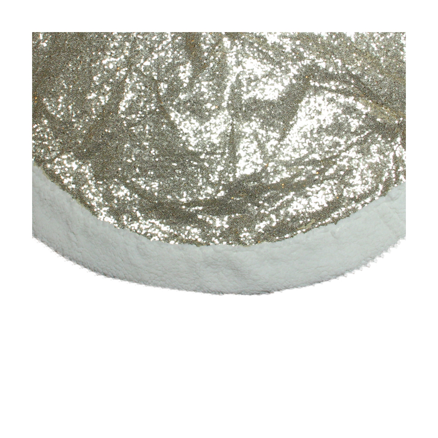 47" Gold and White Round Sherpa Border Christmas Tree Skirt