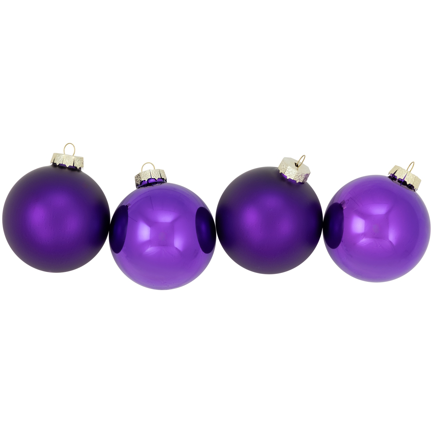 6ct Purple Glass 2-Finish Christmas Ball Ornaments 3.25"