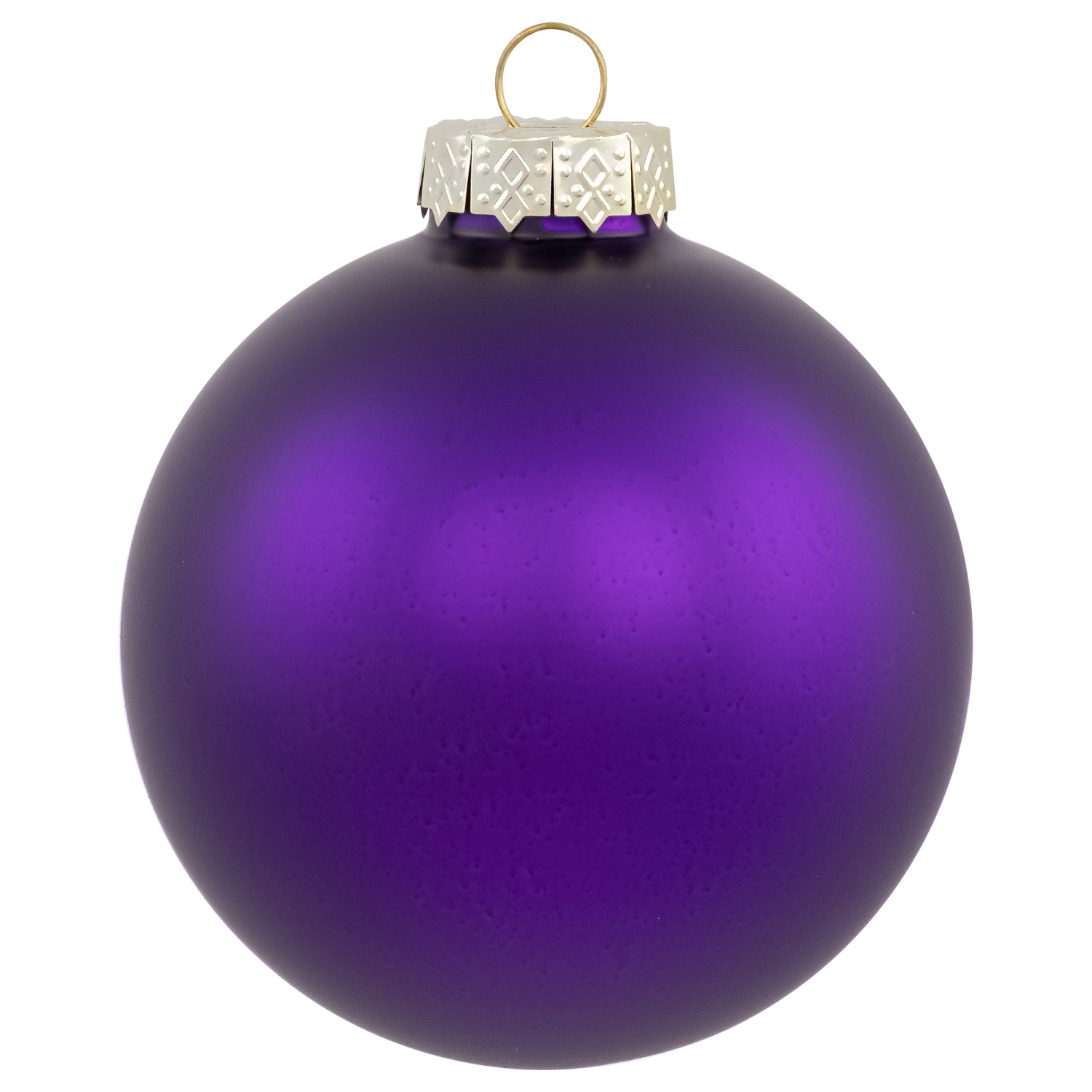 6ct Purple Glass 2-Finish Christmas Ball Ornaments 3.25"