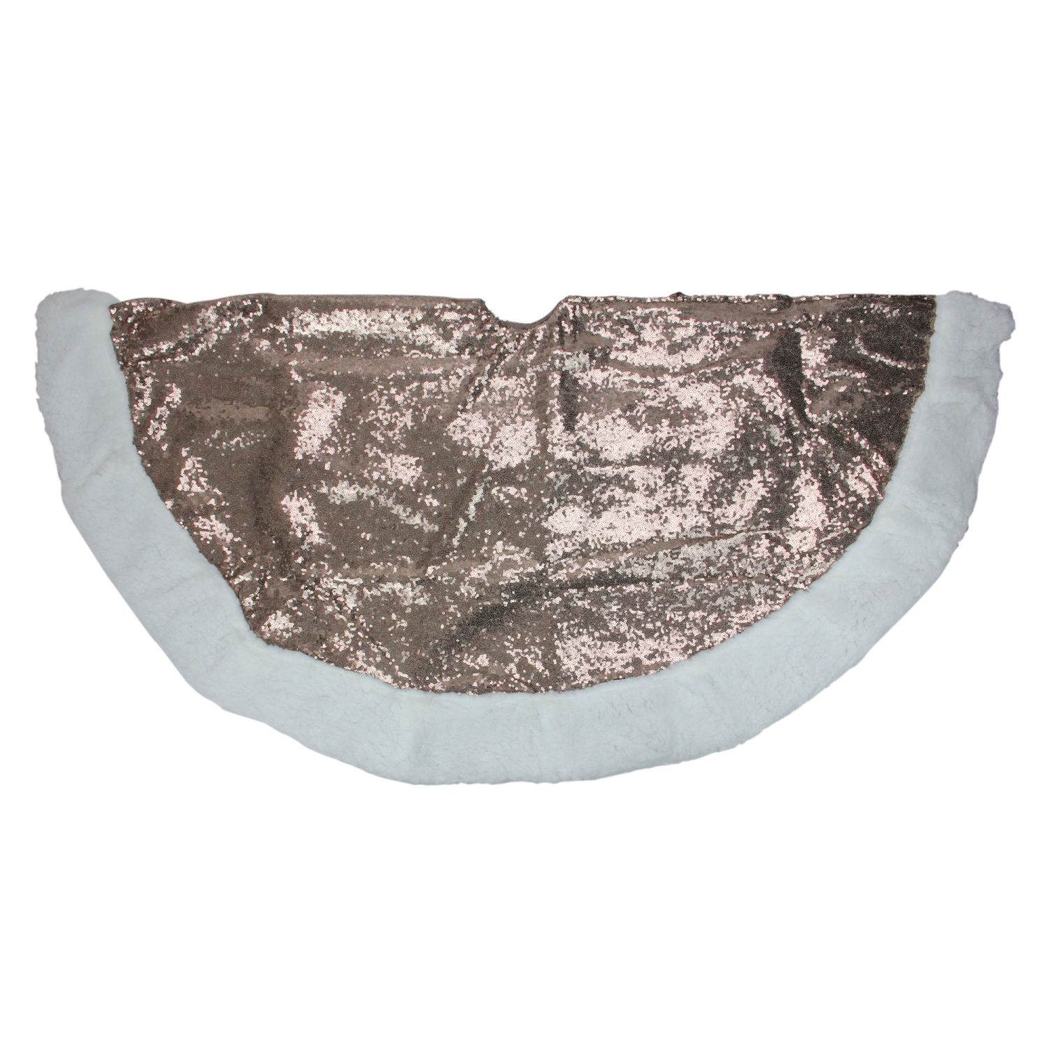 Cache-pied rond à paillettes brunes et blanches de 47 po pour arbre de Noël