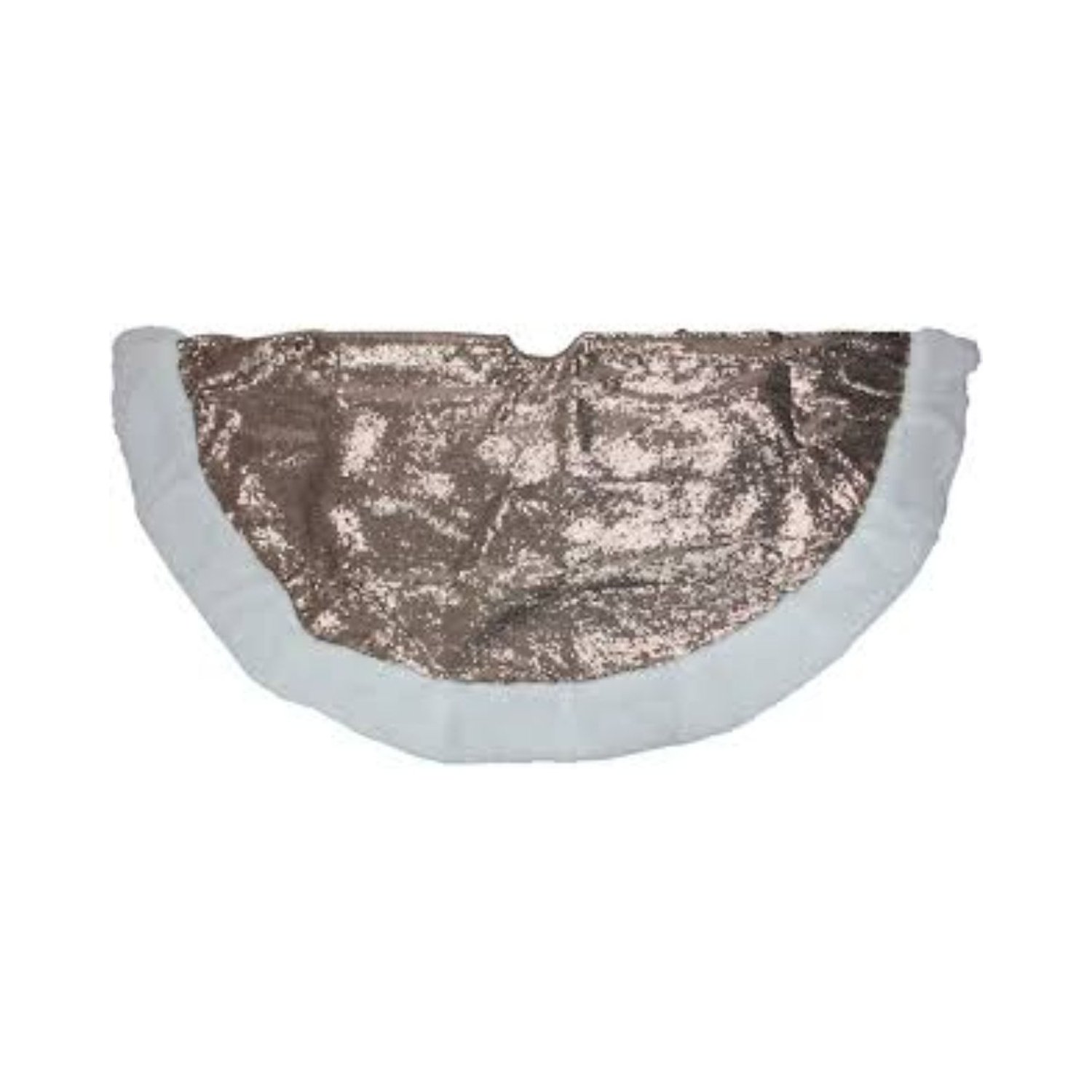 Cache-pied rond à paillettes brunes et blanches de 47 po pour arbre de Noël