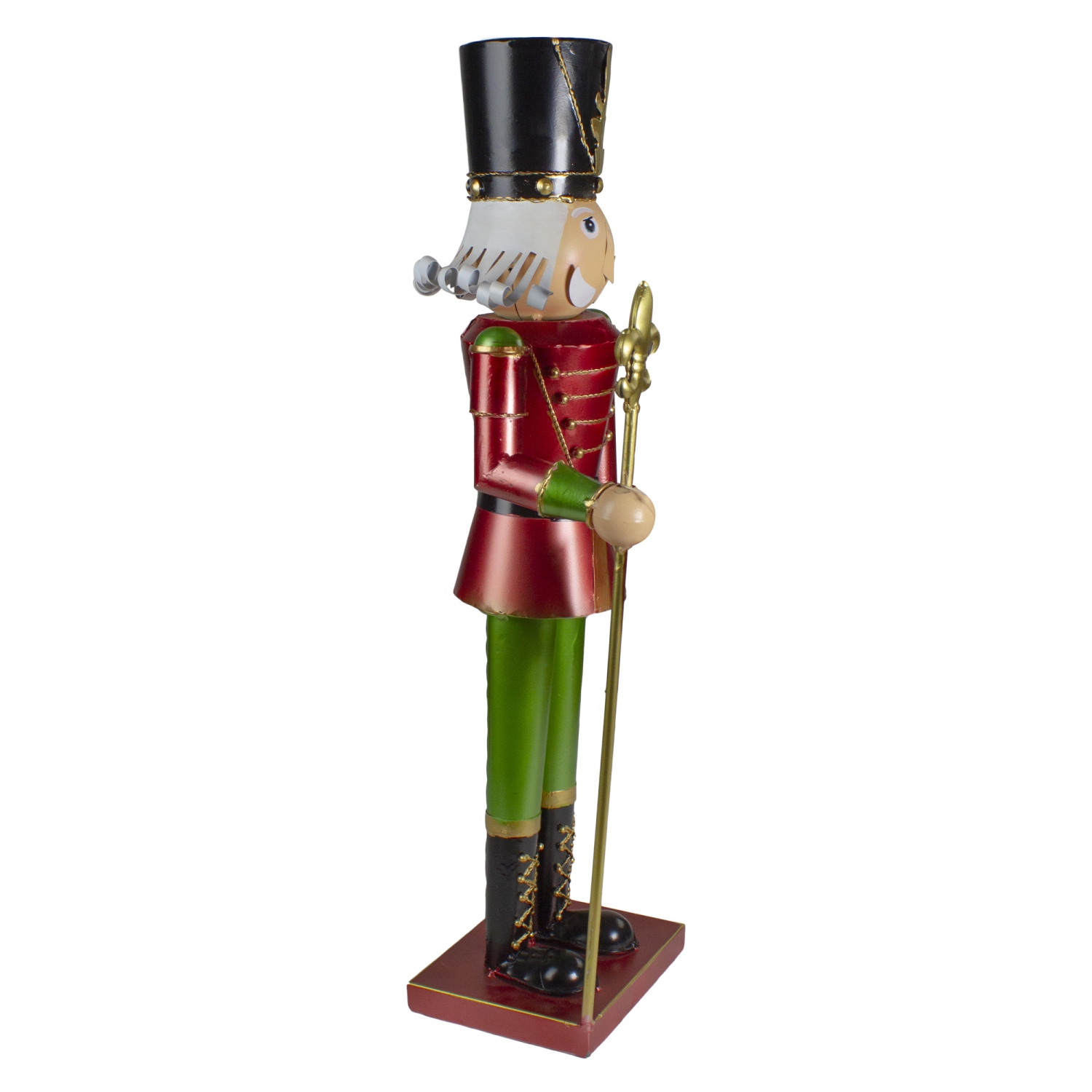 Décoration de Noël, Nutcracker Soldier en métal rouge et vert, 23.75 po