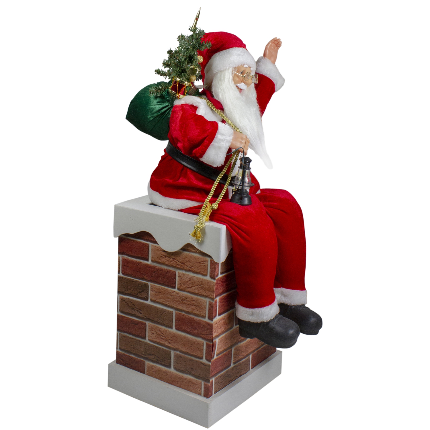 Santa Delivering Presents Down a Smokestack Chimney Christmas Decoration