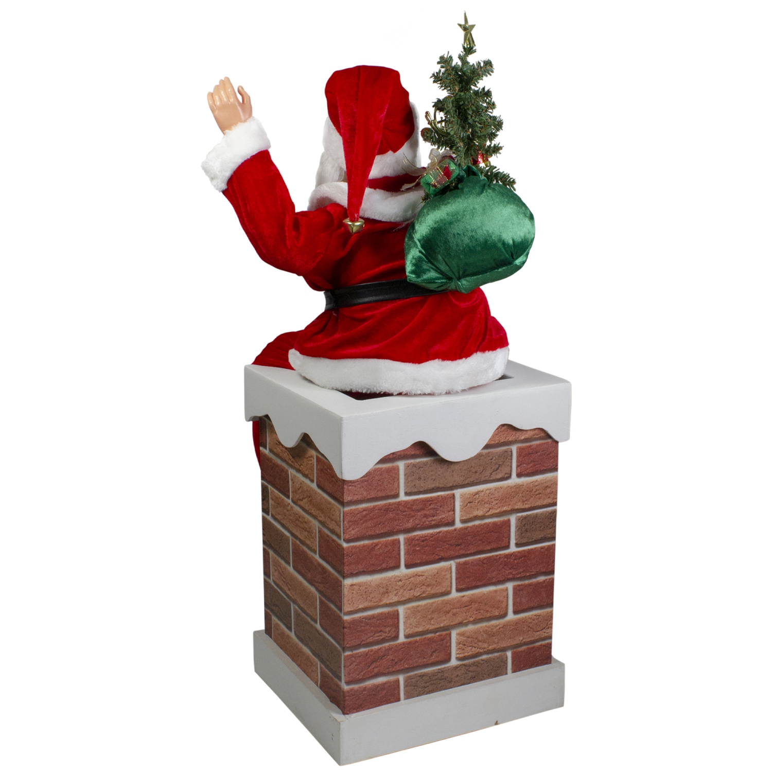 Santa Delivering Presents Down a Smokestack Chimney Christmas Decoration