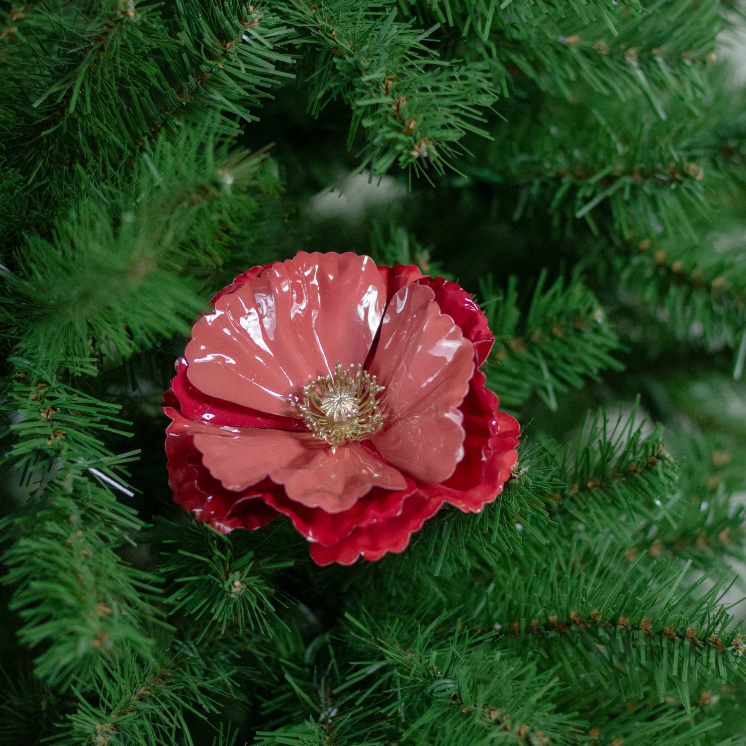 Décoration de Noël à pince, coquelicot rose brillant, 4.75 po