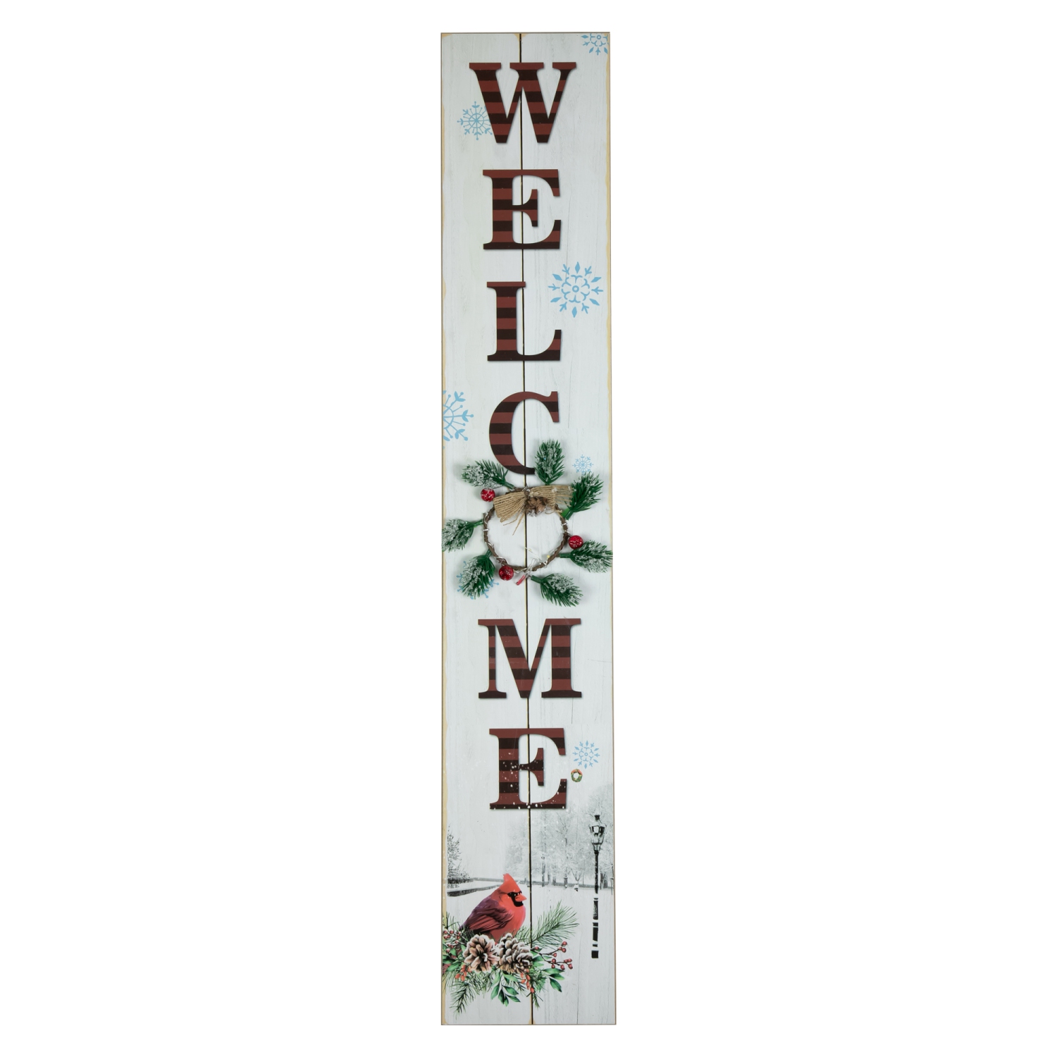 31.75" LED Lighted Welcome Sign with Cardinal Christmas Sign