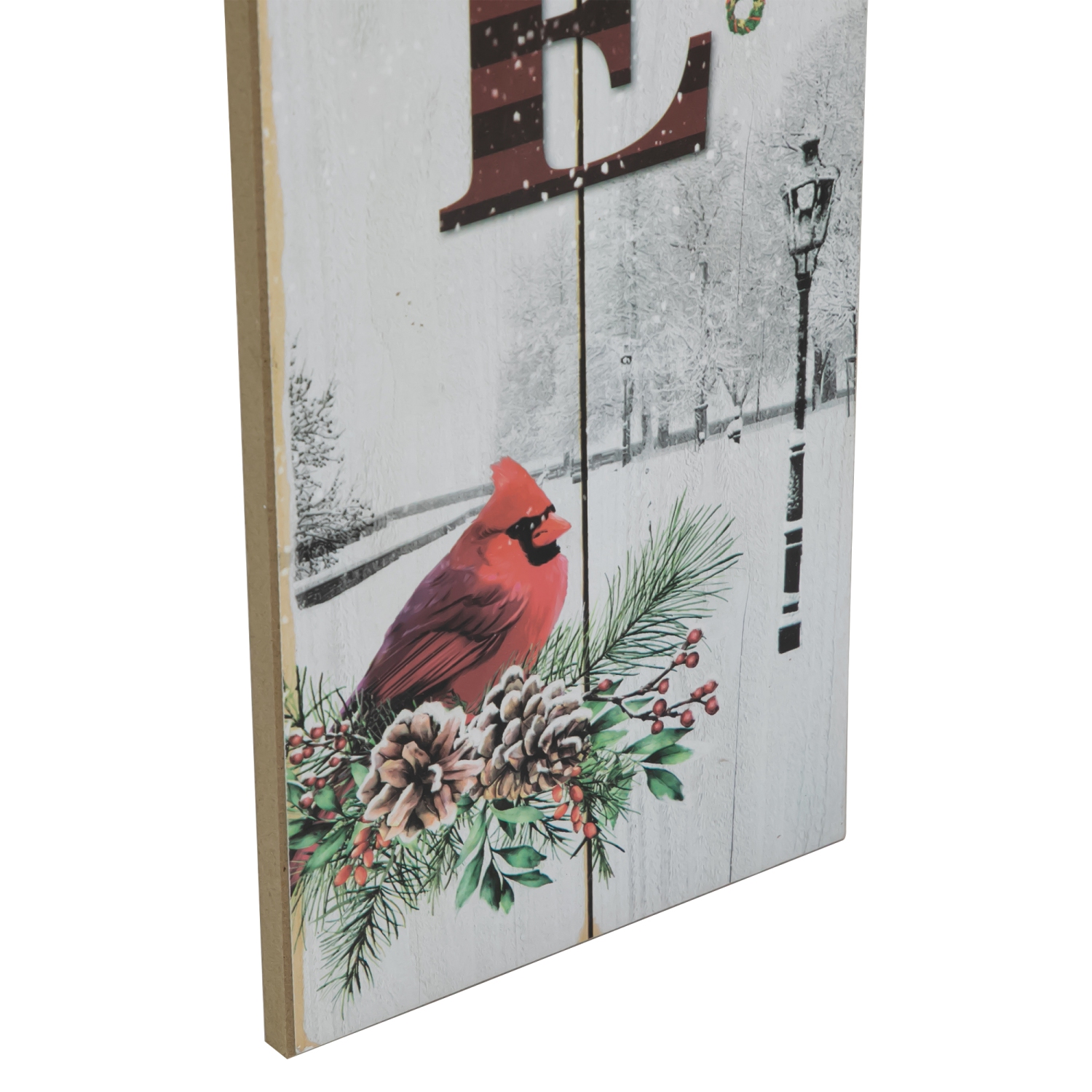 31.75" LED Lighted Welcome Sign with Cardinal Christmas Sign