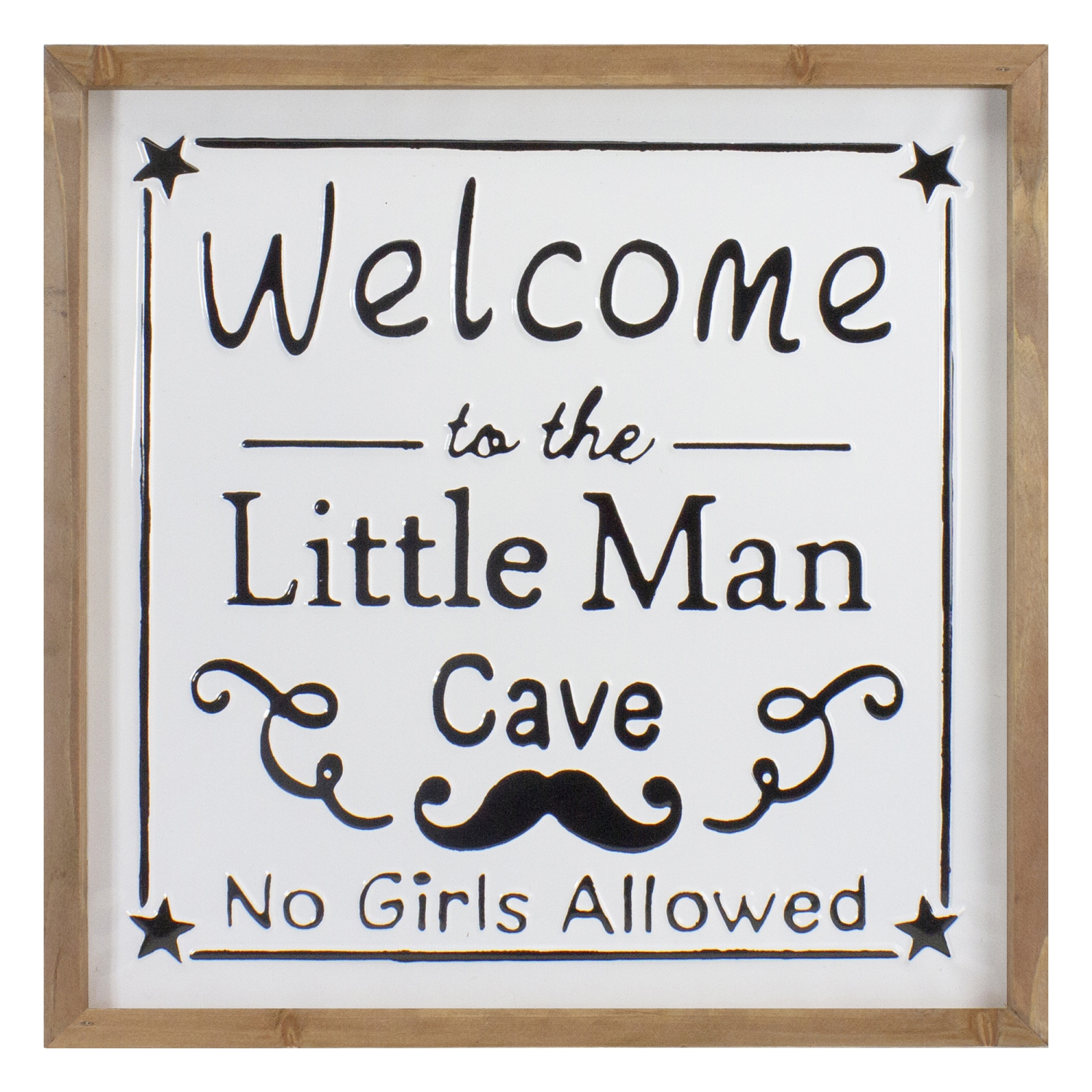 16" Wooden Framed "Welcome to the Little Man Cave" Metal Sign Wall Decor