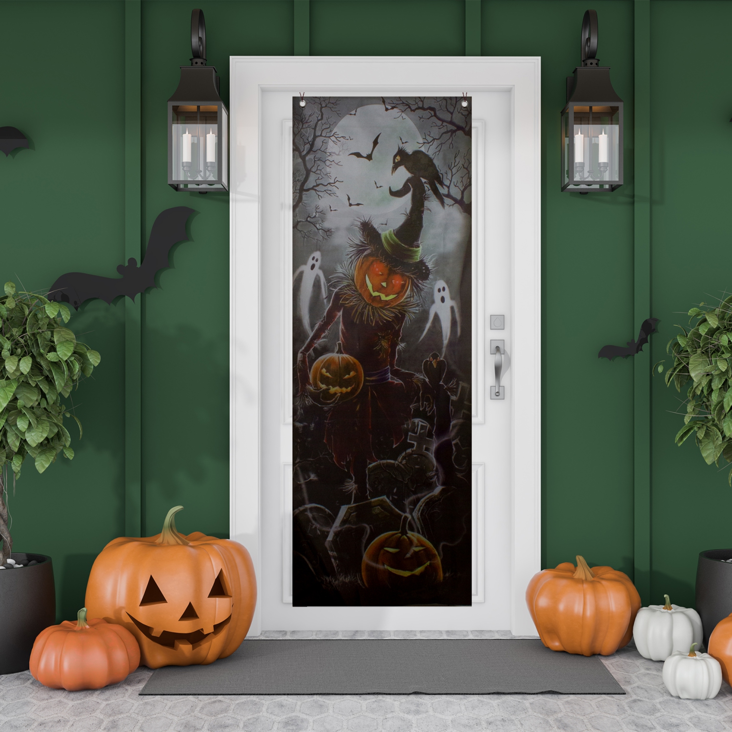 Lanterne épeurée de 70.75 po dans la décoration de porte d’Halloween Graveyard