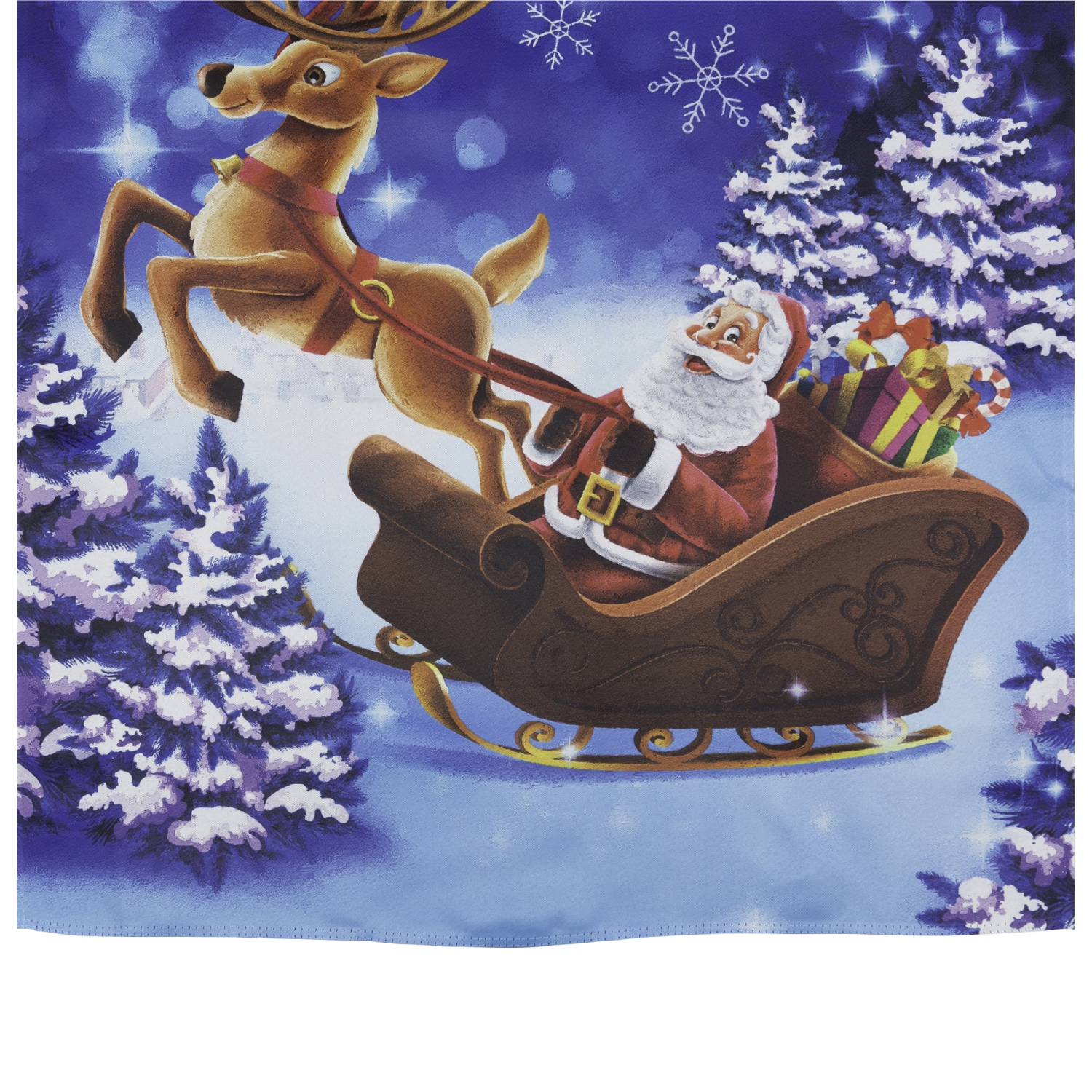 Santa and Reindeer Sleigh Ride Outdoor Garden Flag 28" x 40"
