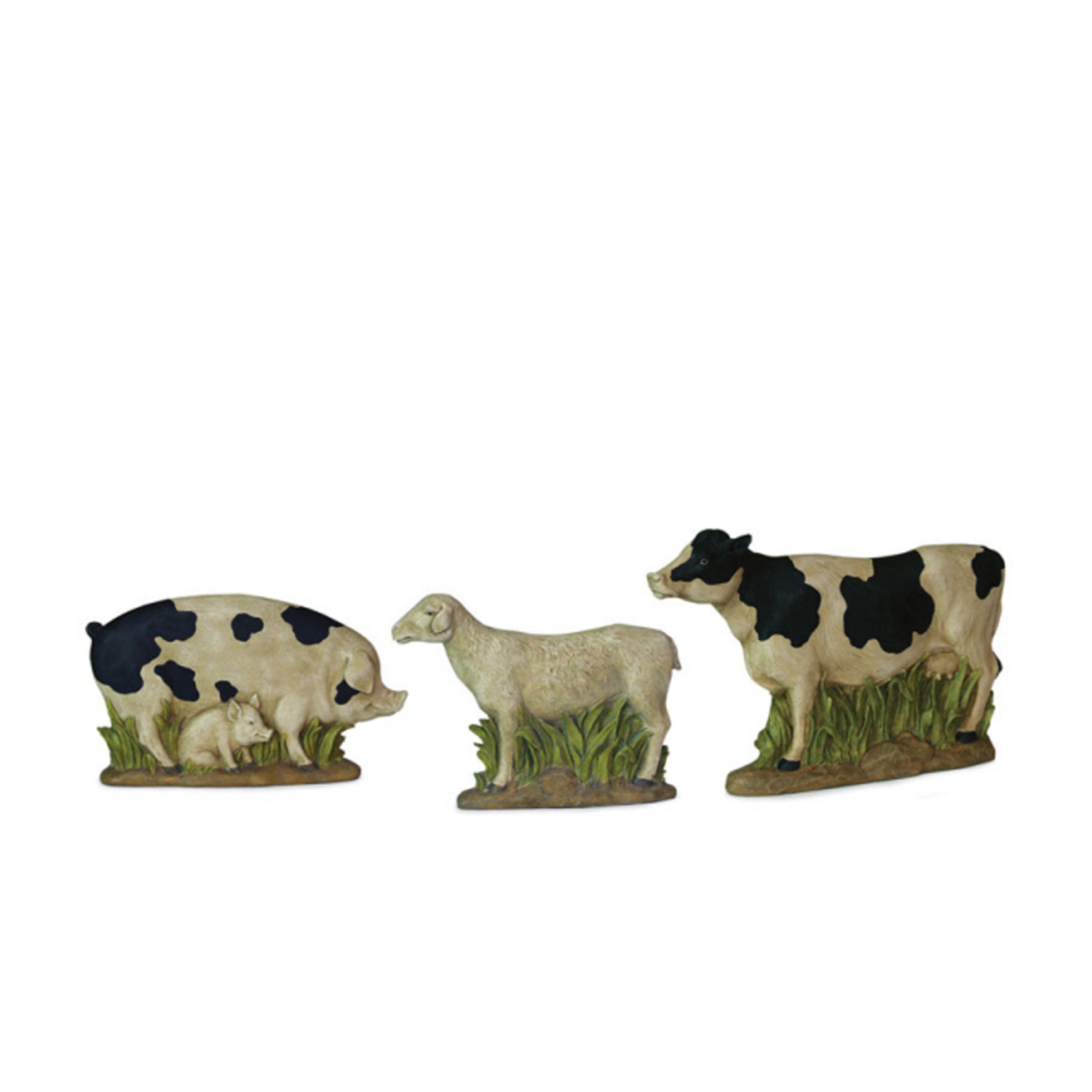 Set of 3 Country Heritage Rustic Farm Pig, Sheep and Cow Table Top Figures