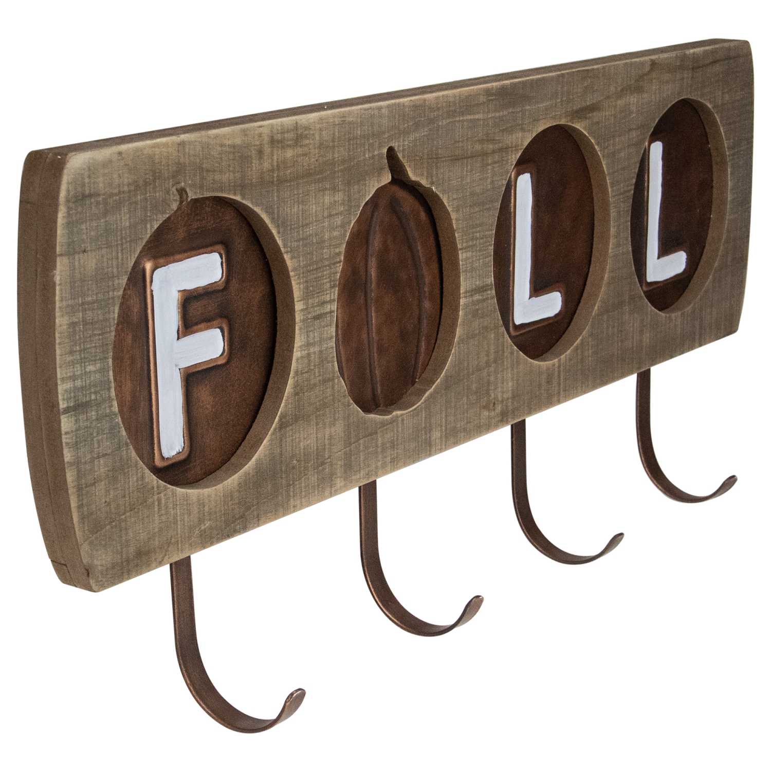 Crochet mural en bois, citrouille «&nbsp;automne&nbsp;», bronze, 20 po