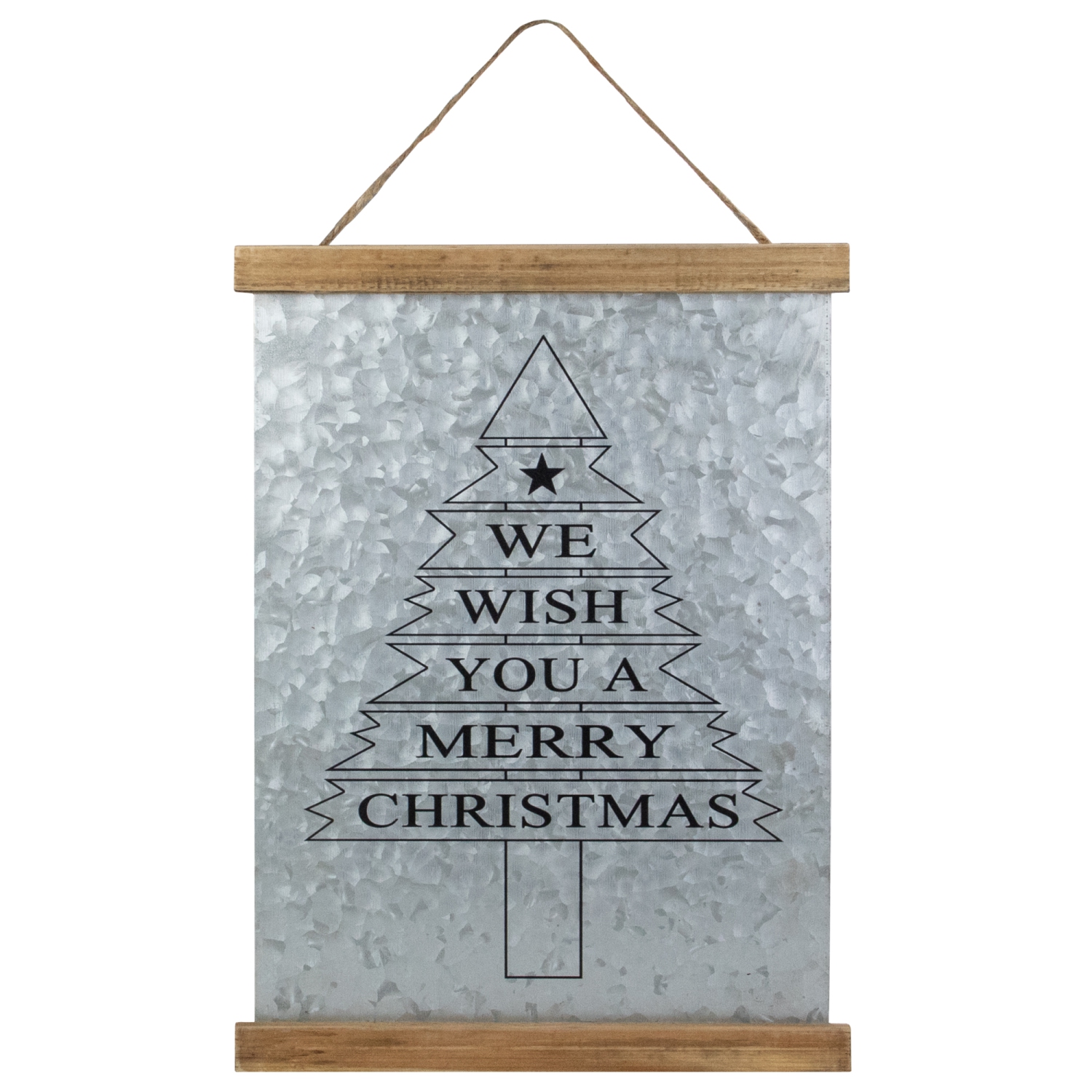 16" We Wish You a Merry Christmas Galvanized Sheet Metal Hanging Wall Sign