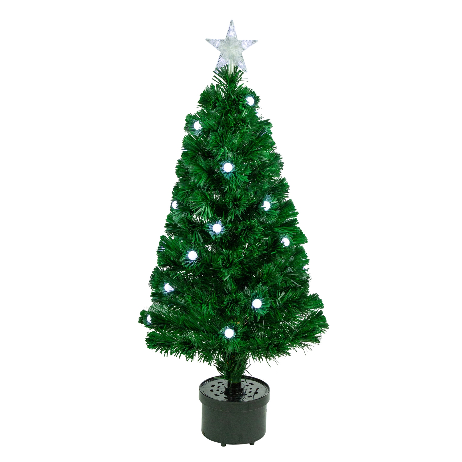 3' Pre-Lit Color Changing Fiber Optic Artificial Christmas Tree with Balls