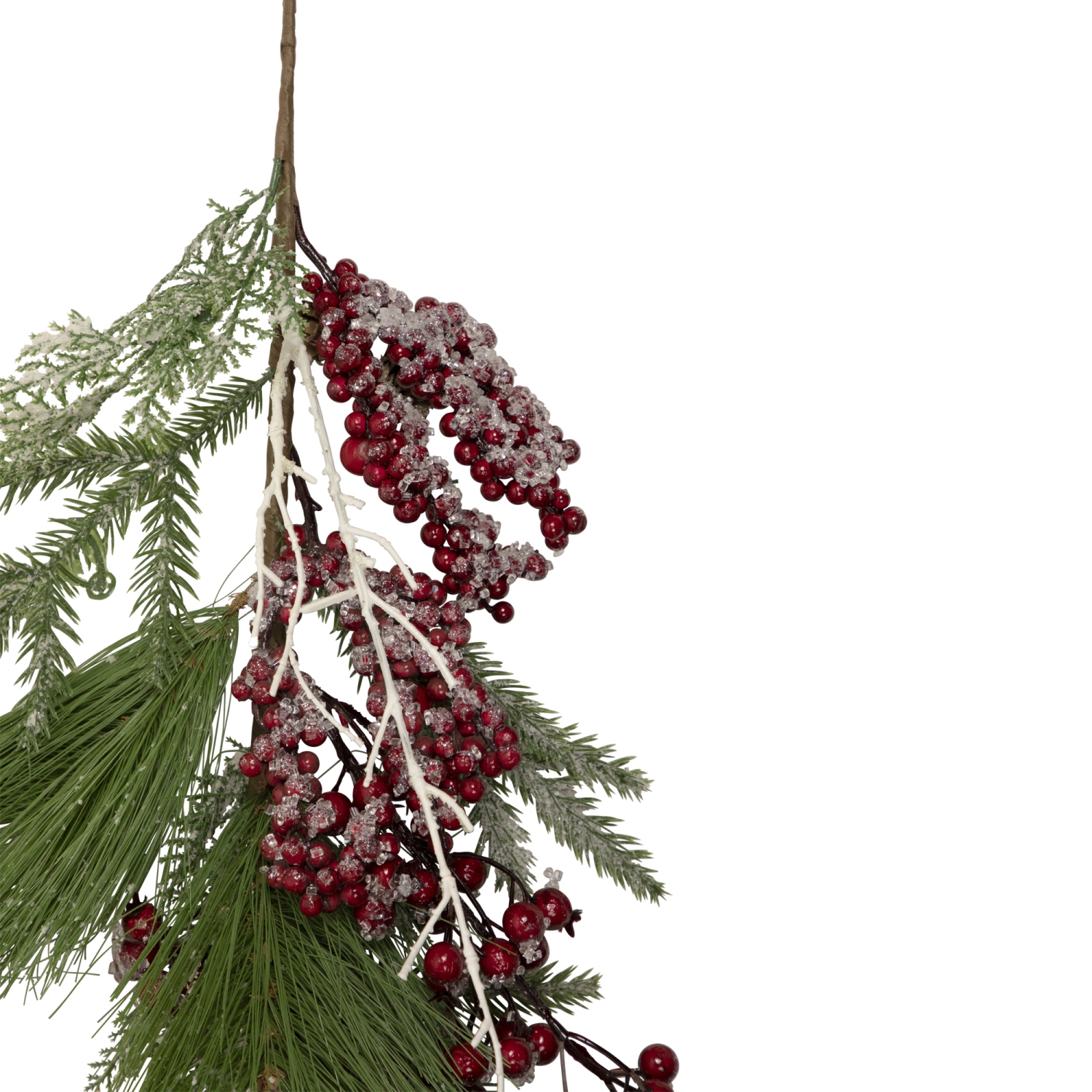 28" Frosted Red Berries and Pine Cones Artificial Christmas Teardrop Swag