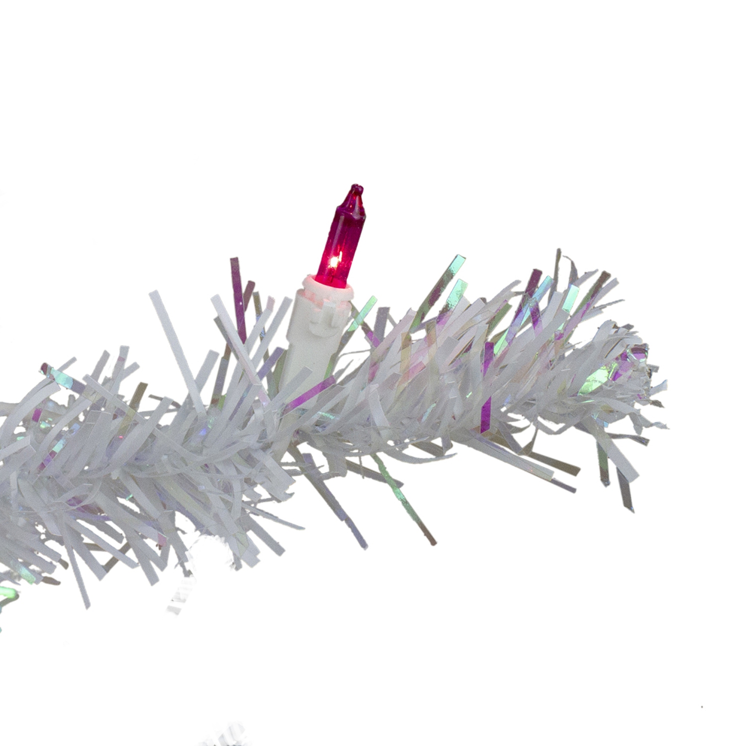 3' Pre-Lit White Iridescent Pine Slim Artificial Christmas Tree - Pink Lights