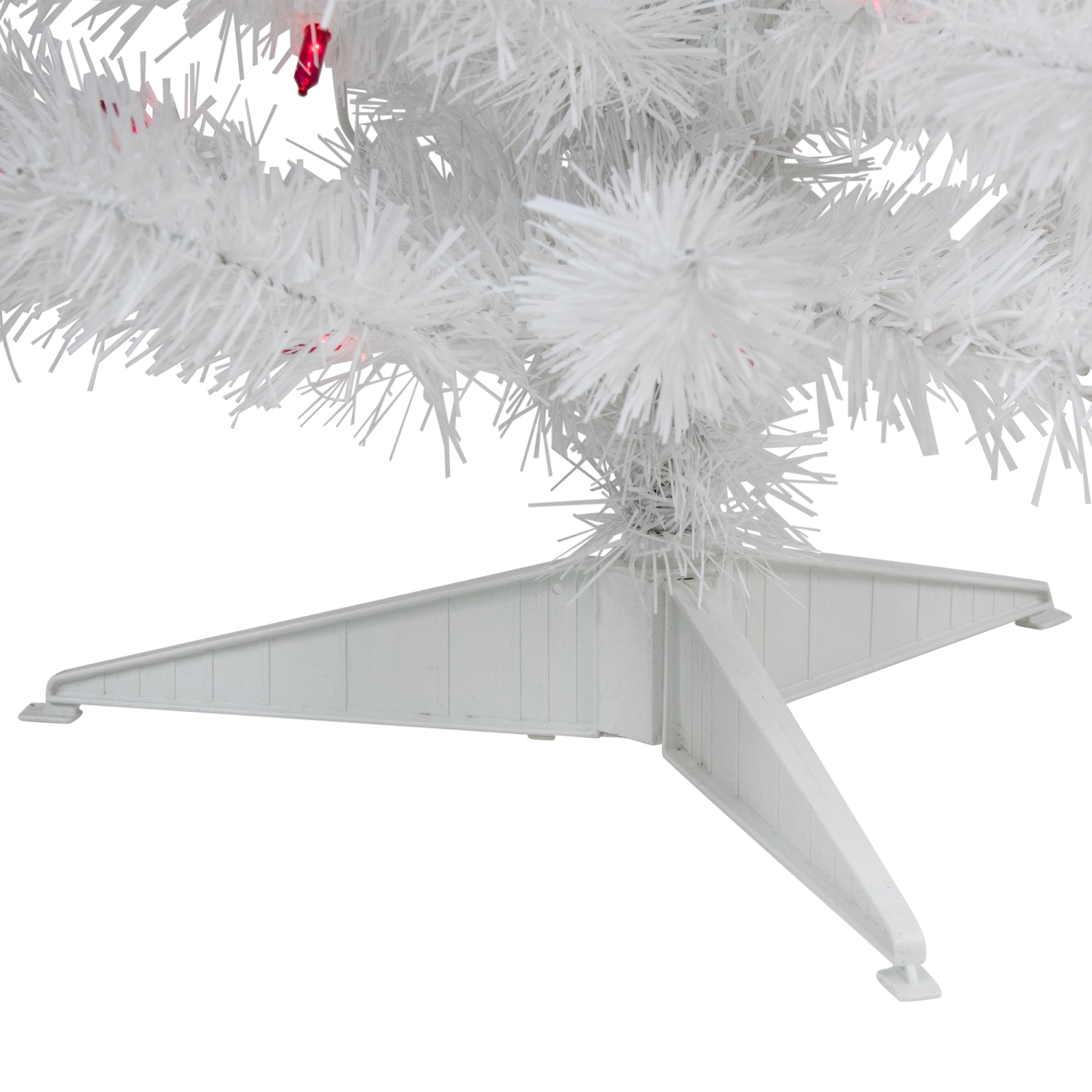 3' Pre-Lit White Iridescent Pine Slim Artificial Christmas Tree - Pink Lights