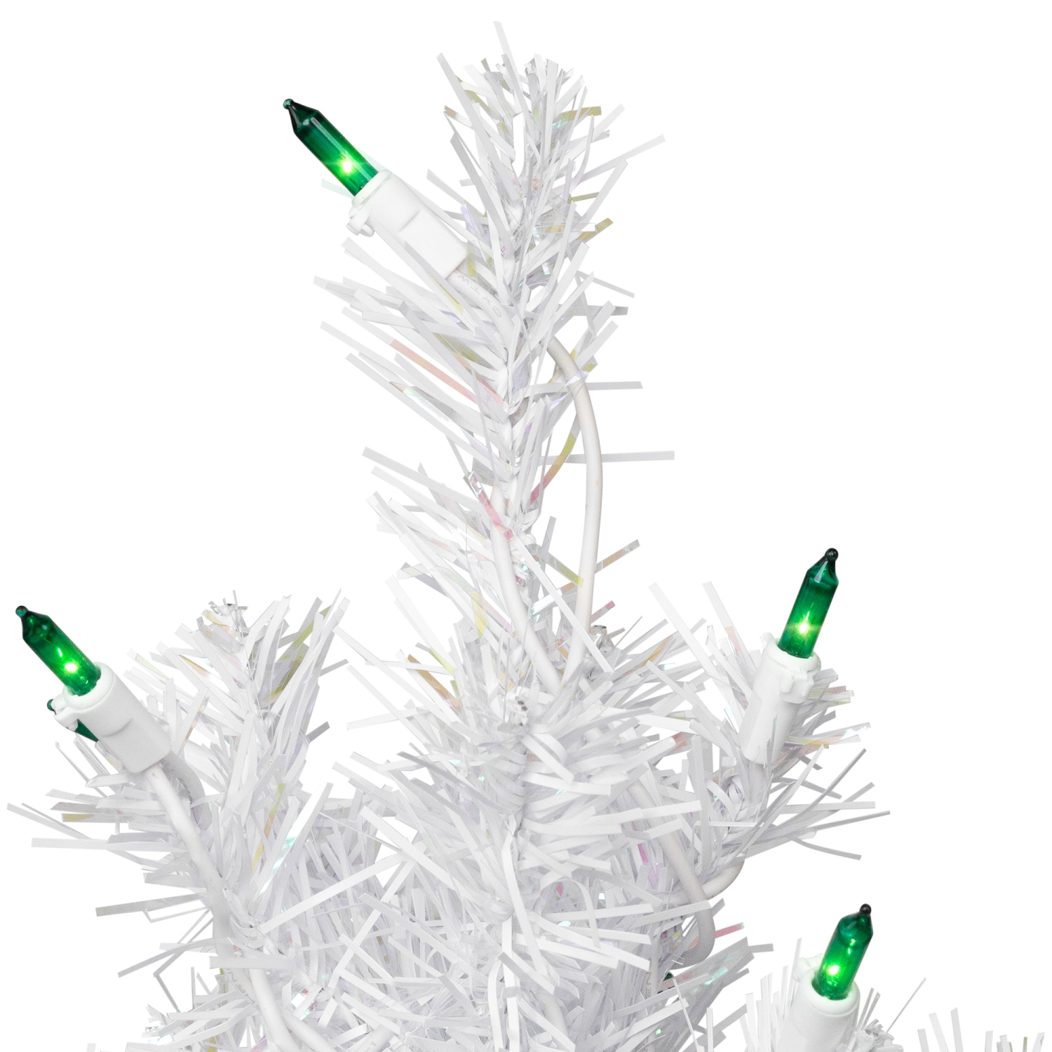 2' Pre-Lit Small White Pine Artificial Christmas Tree - Green Lights