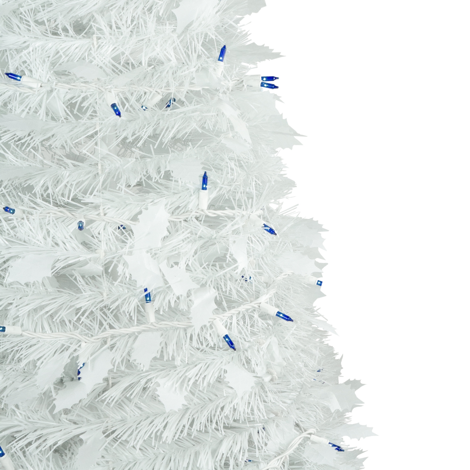 6ft Lighted White Tinsel Pop-Up Artificial Christmas Tree, Blue Lights