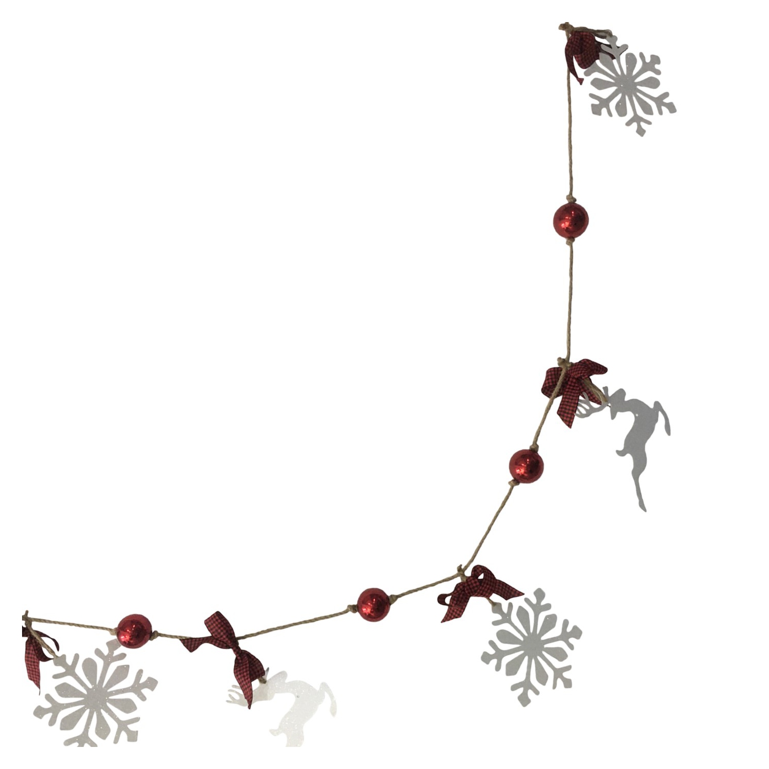 4.25' Snowflake and Reindeer Christmas Garland with Ball Ornaments - Unlit