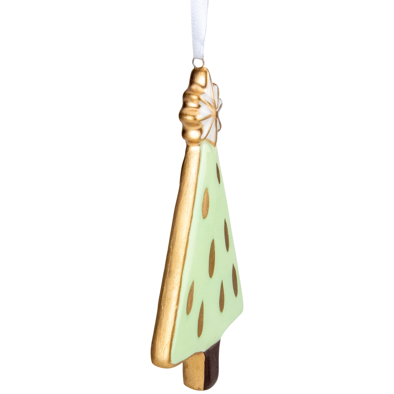4.5" Green and Gold Christmas Tree Hanging Ornament