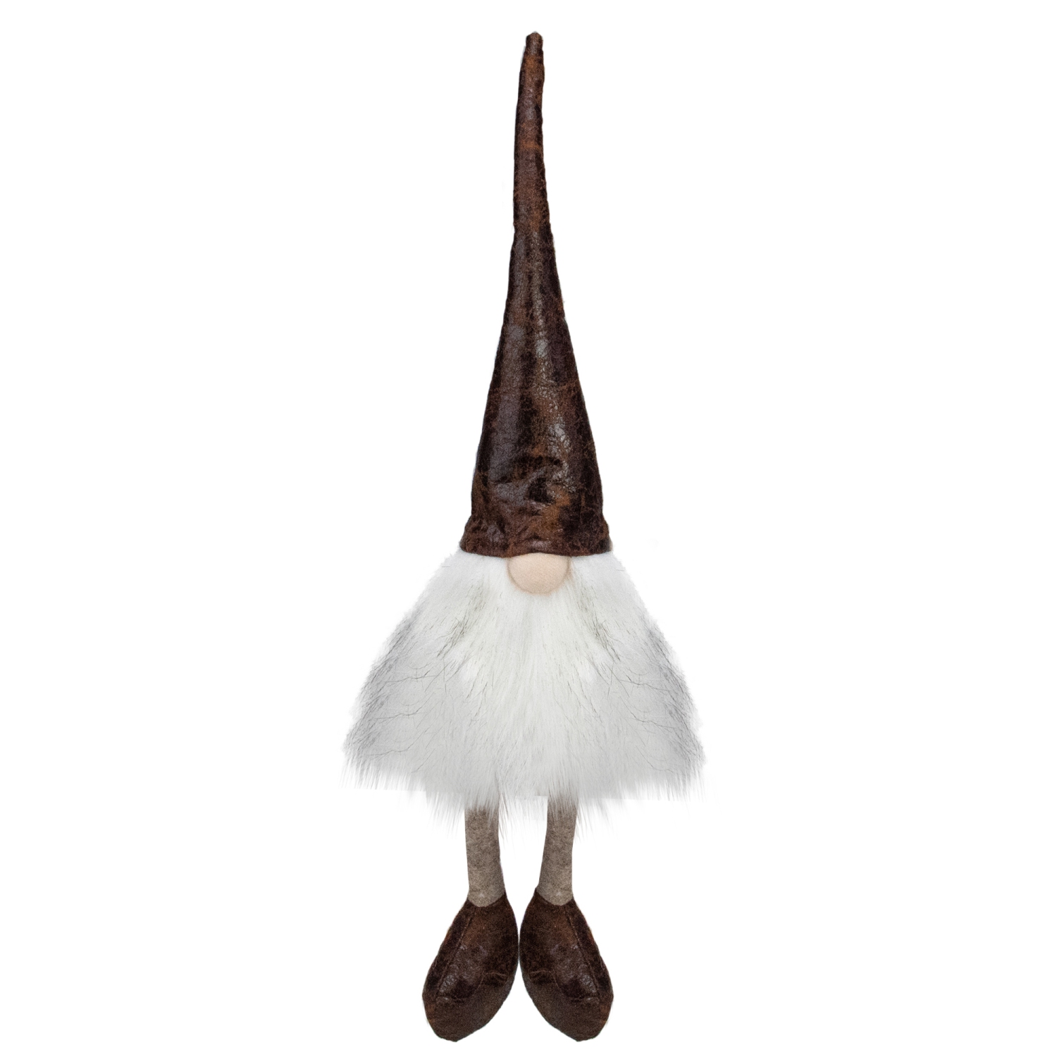 12" White and Brown Sitting Gnome Christmas Decoration