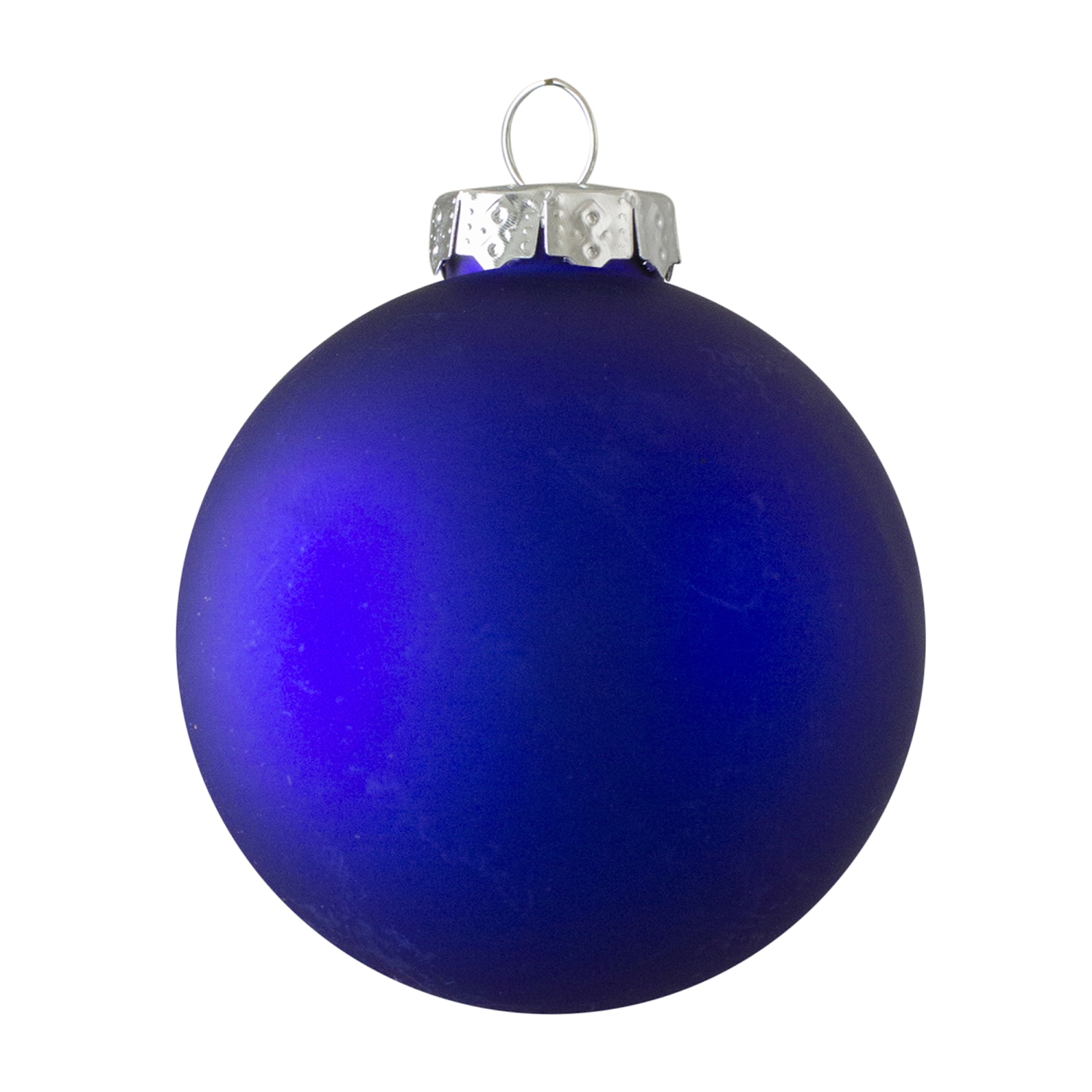 4ct Royal Blue 2-Finish Glass Christmas Ball Ornaments 4"
