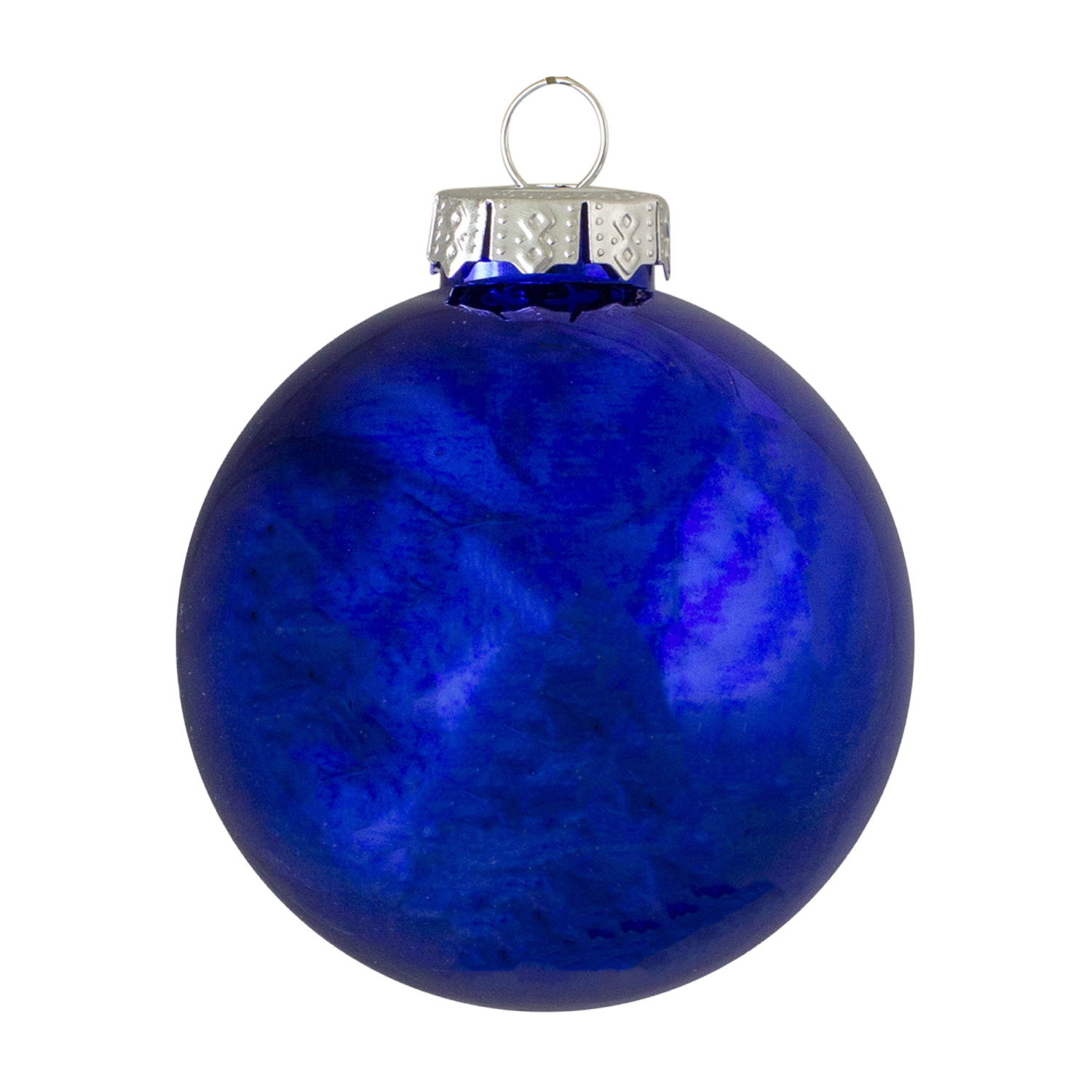 4ct Royal Blue 2-Finish Glass Christmas Ball Ornaments 4"