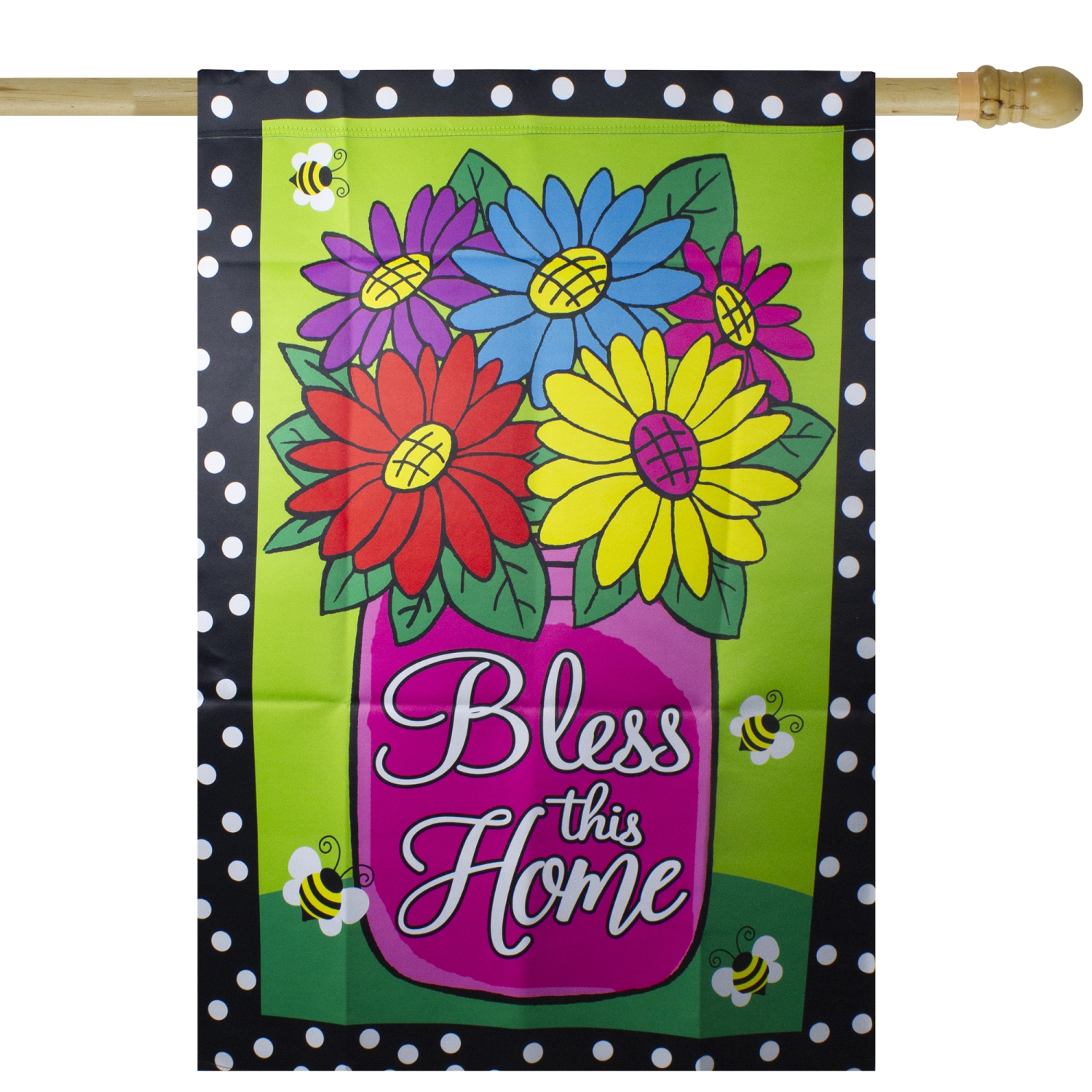 Bless this Home Bouquet with Vase Outdoor House Flag 28" x 40"