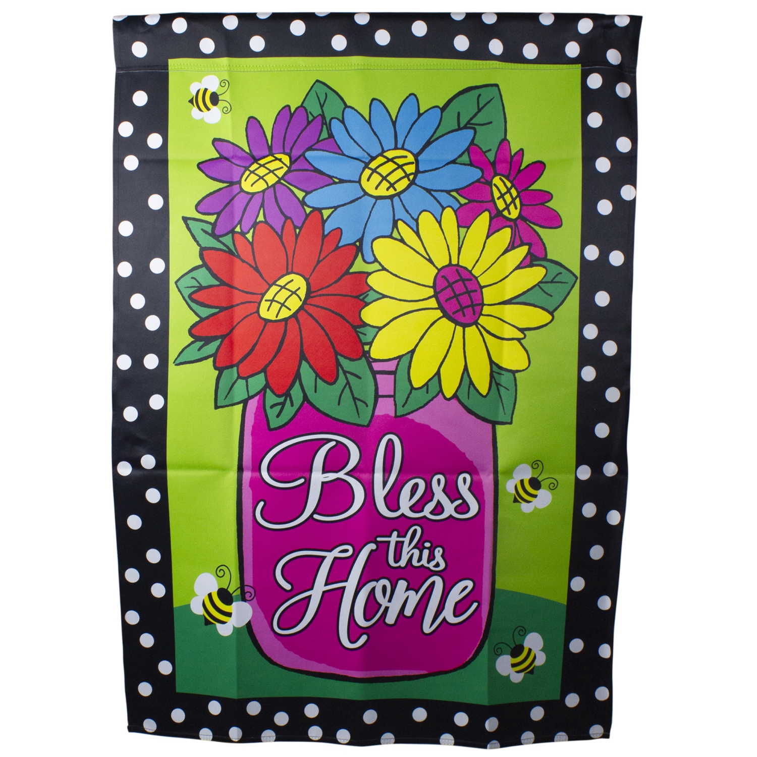 Bless this Home Bouquet with Vase Outdoor House Flag 28" x 40"
