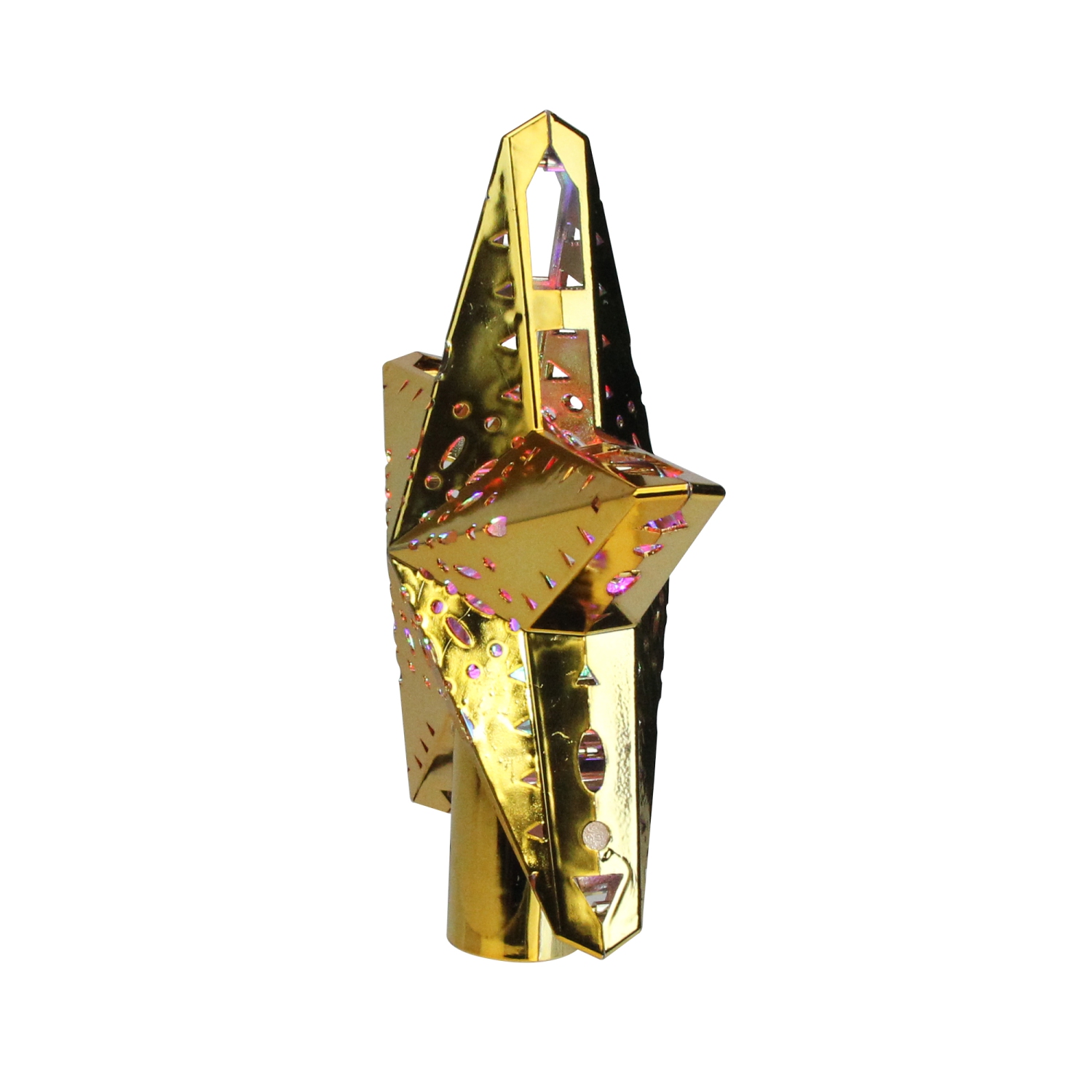 11.5" Lighted Gold Kaleidoscope Christmas Tree Topper - Multicolor LED Lights