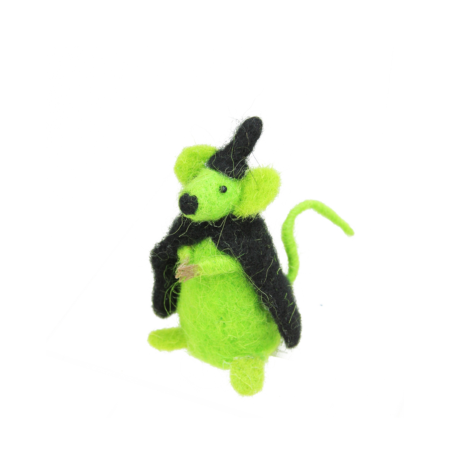4" Lime Green and Black Wicked Witch Mouse Halloween Ornament
