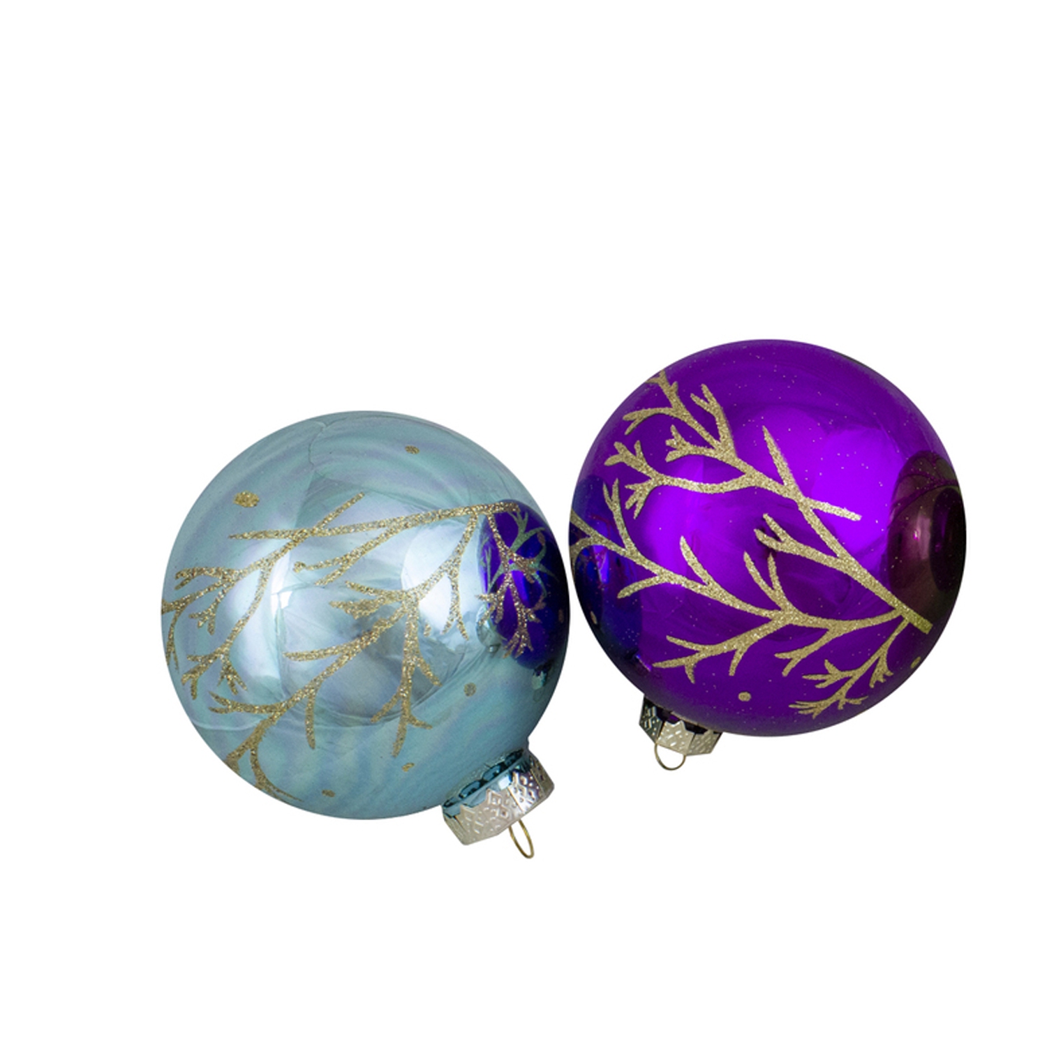 Set of 4 Multi-Color Shiny Glass Ball Christmas Ornaments 4-Inch