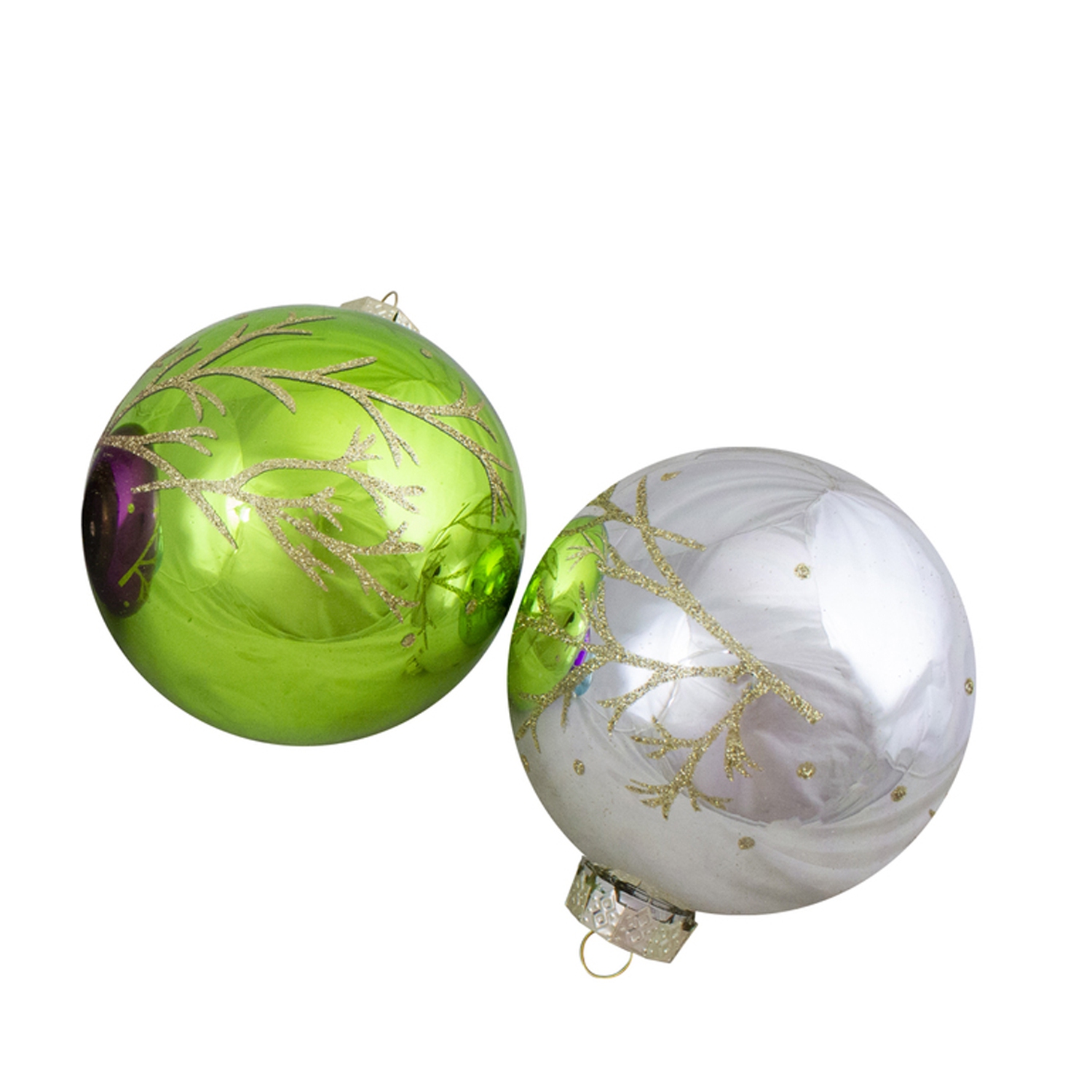 Set of 4 Multi-Color Shiny Glass Ball Christmas Ornaments 4-Inch