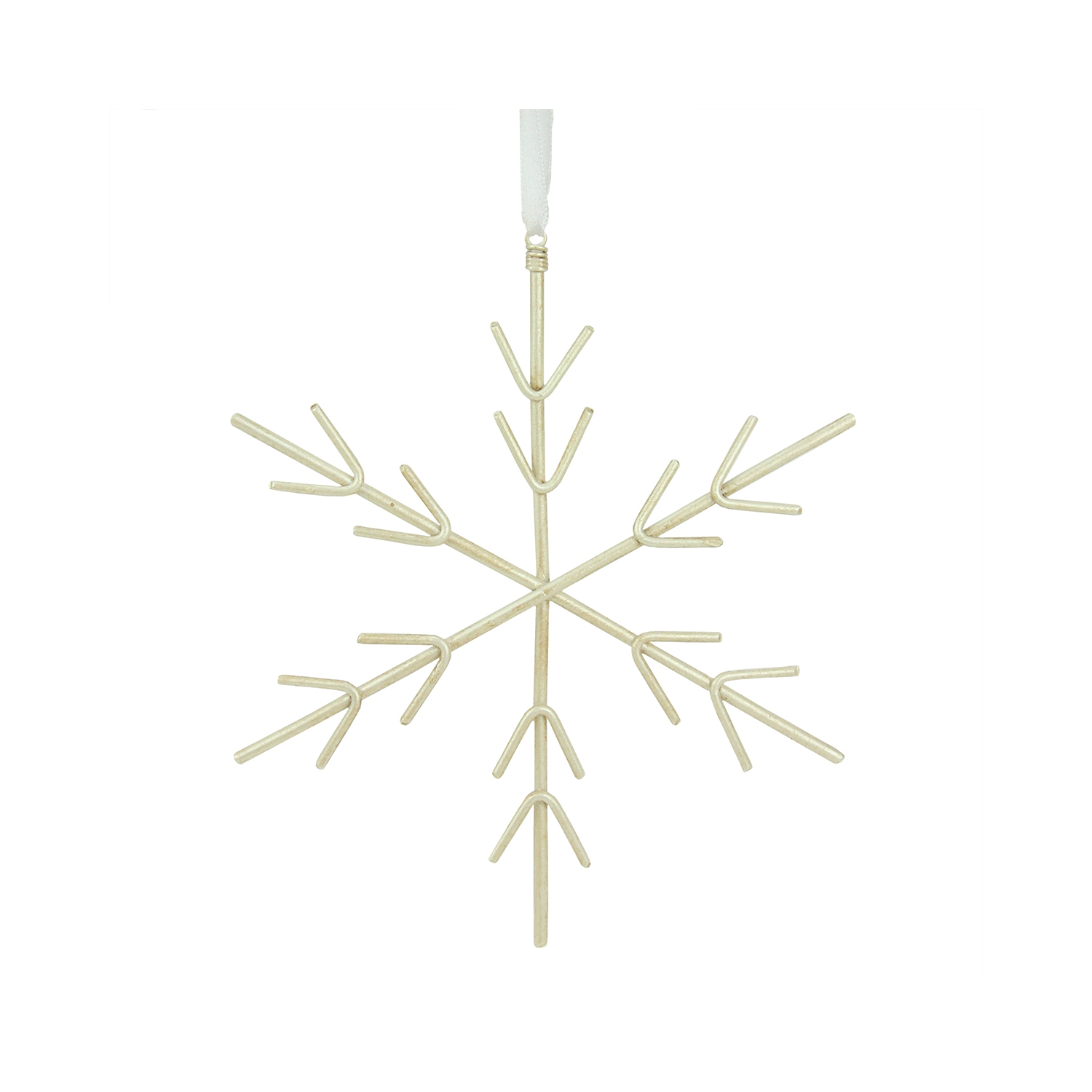 6" Pastel Dreams Pearlized Off-White Snowflake Shaped Christmas Ornament