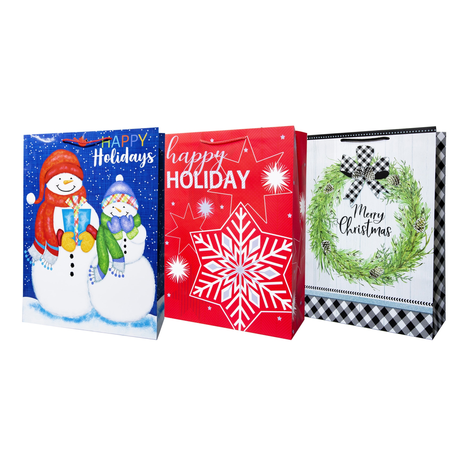 Pack of 3 Assorted Large Christmas Gift Bags with Handle