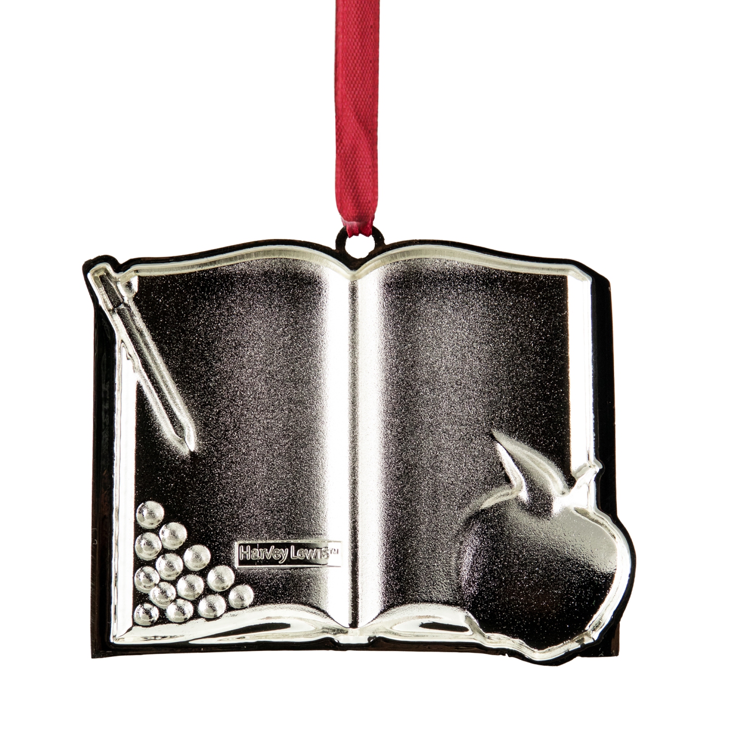 Décoration de Noël pour enseignant plaquée rouge et argent de 3.25 po avec cristaux européens