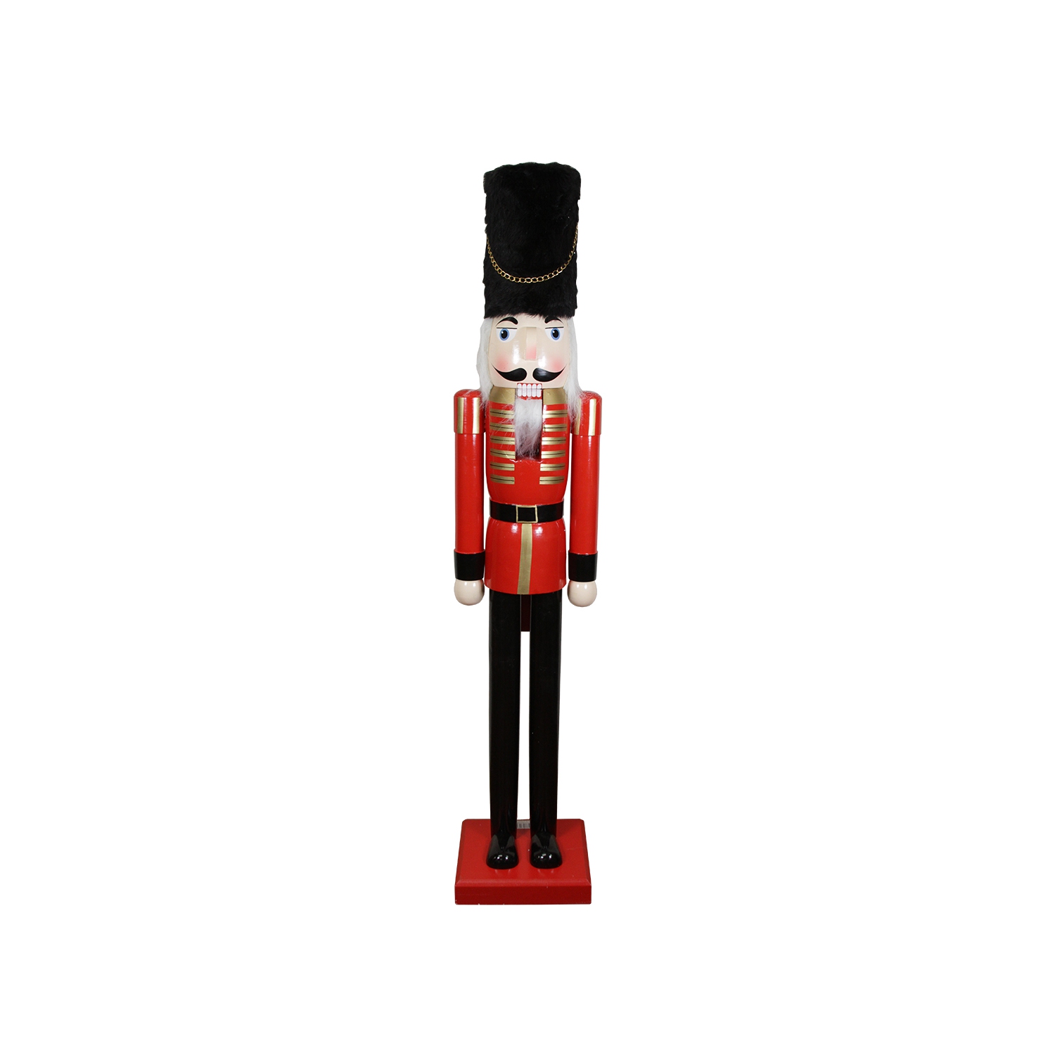Statue de Noël en bois rouge et noir de 5 pi de taille commerciale Soldat du casse-noisette