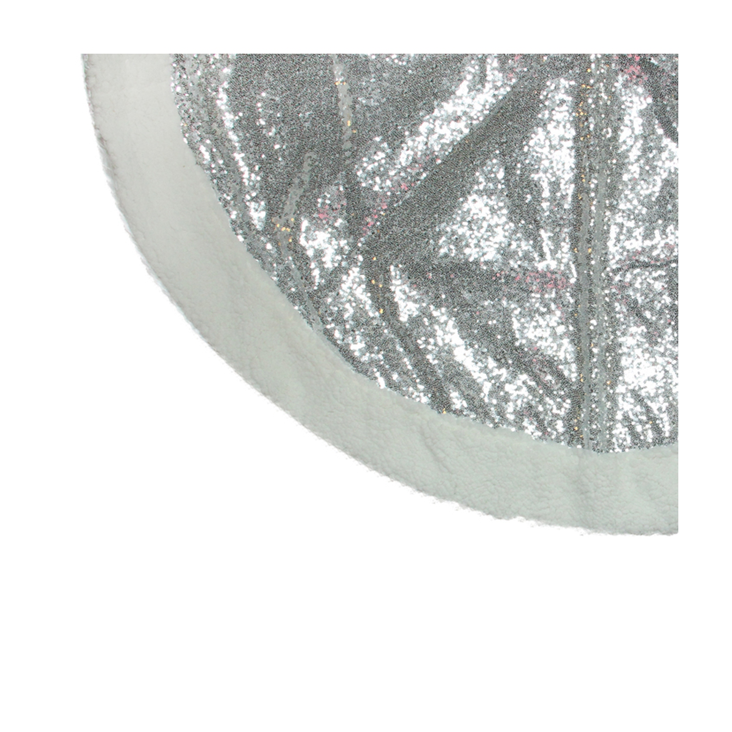 47" Silver Sequins Sherpa Border Christmas Tree Skirt