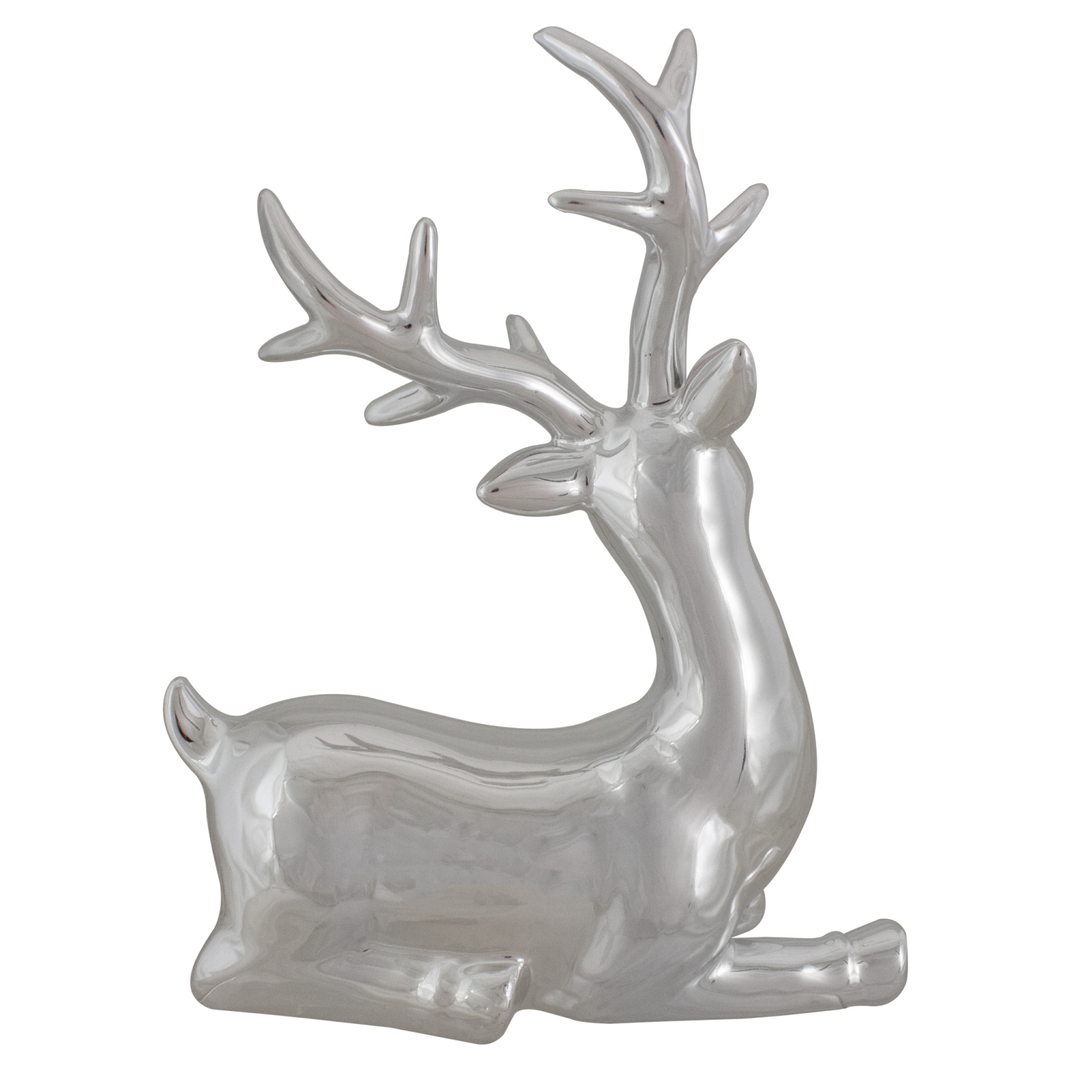 10" Metallic Silver Sitting Reindeer Christmas Tabletop Decor